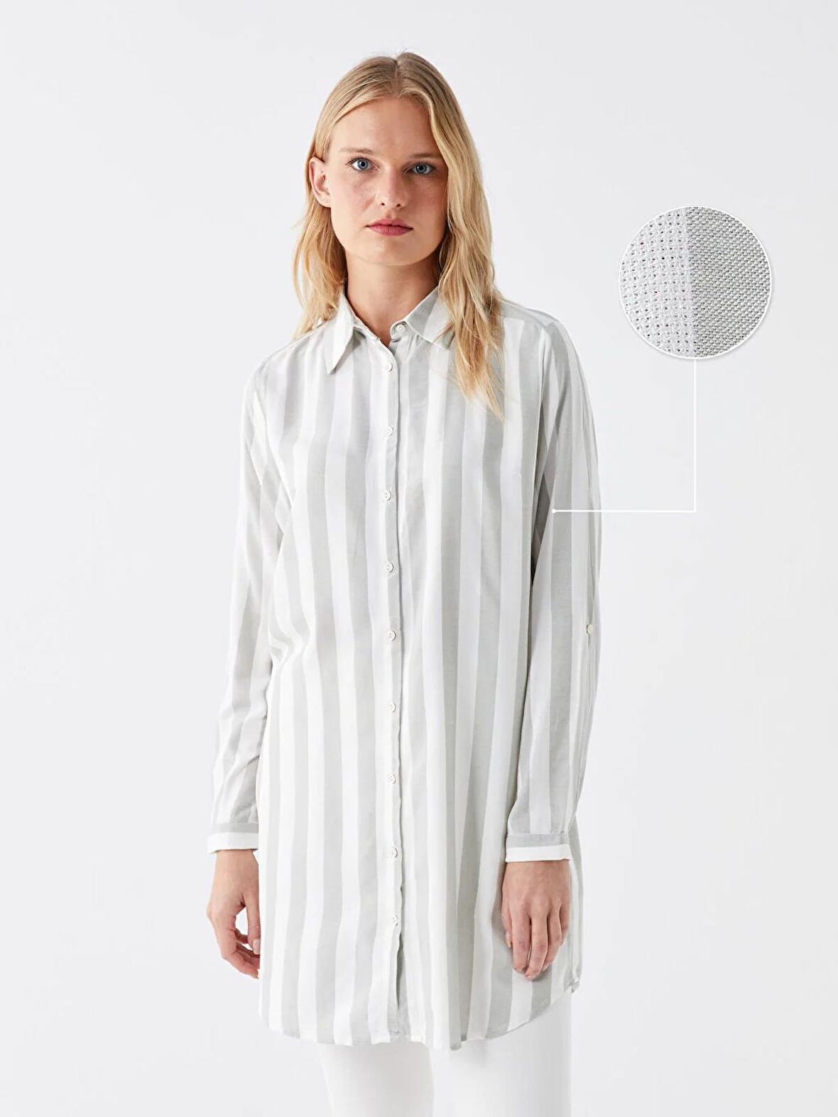 Çizgili Kadın Gömlek Tunik