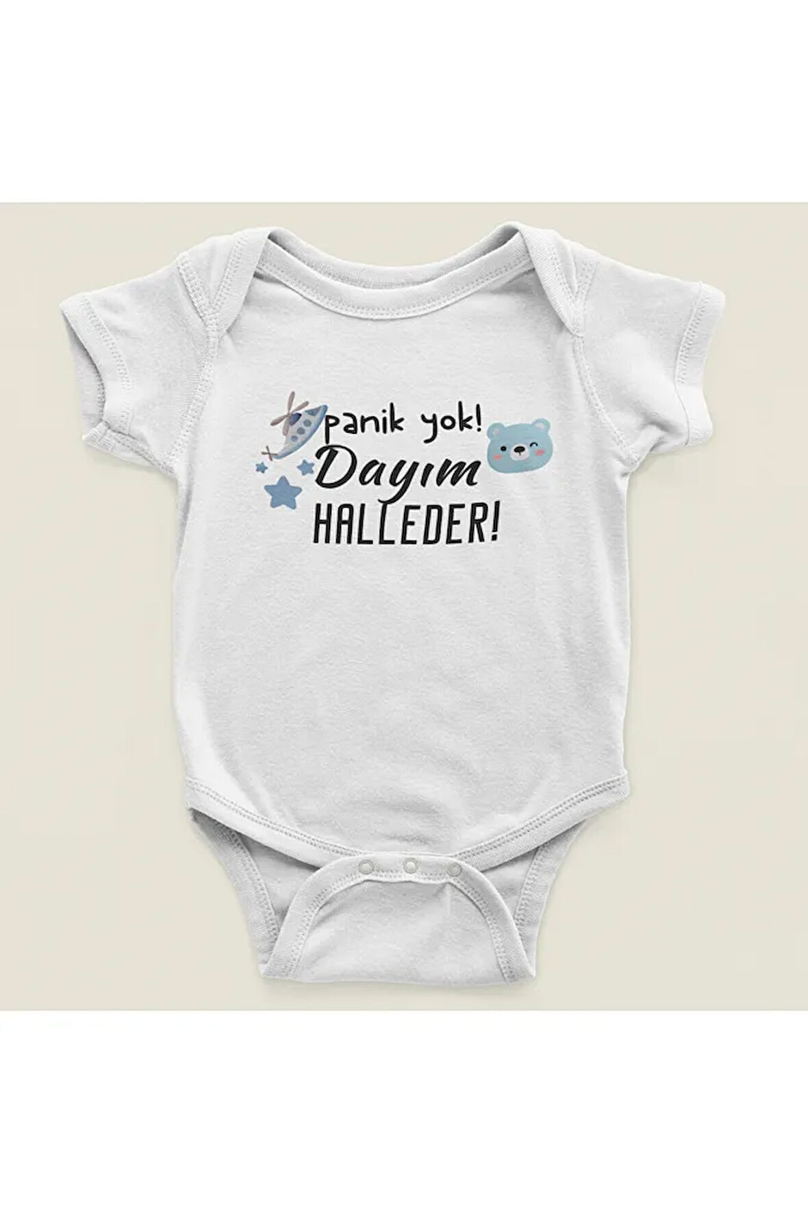 Panik Yok Dayım Halleder ! Yazılı Pamuklu Yumuşak Unisex Çıtçıtlı Body Zıbın