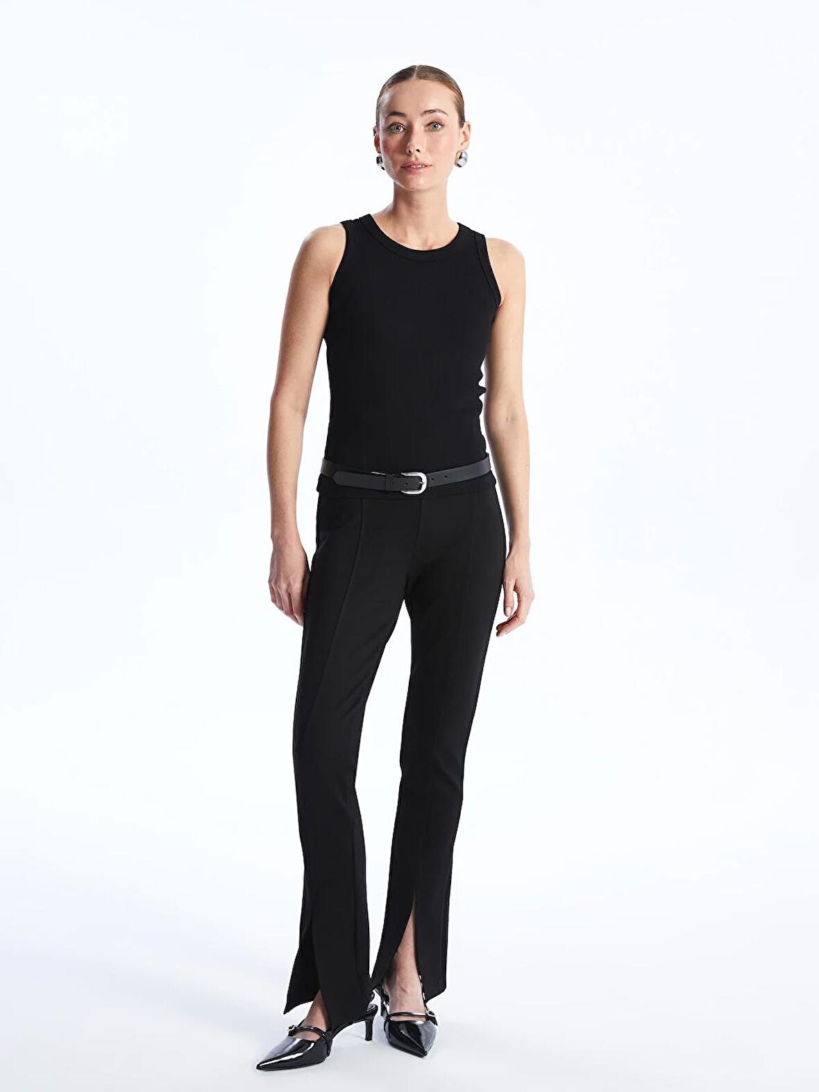 Beli Lastikli Dar Fit Kadın Pantolon