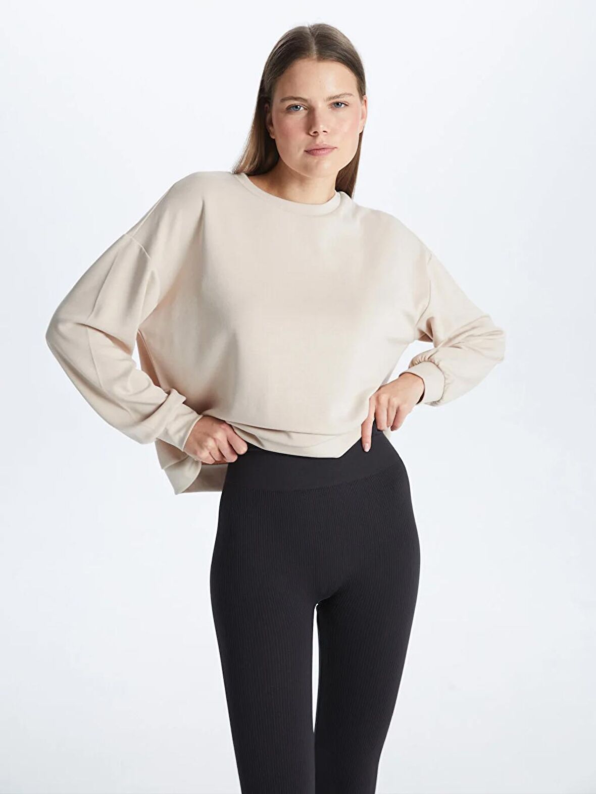 Bisiklet Yaka Oversize Kadın Sweatshirt