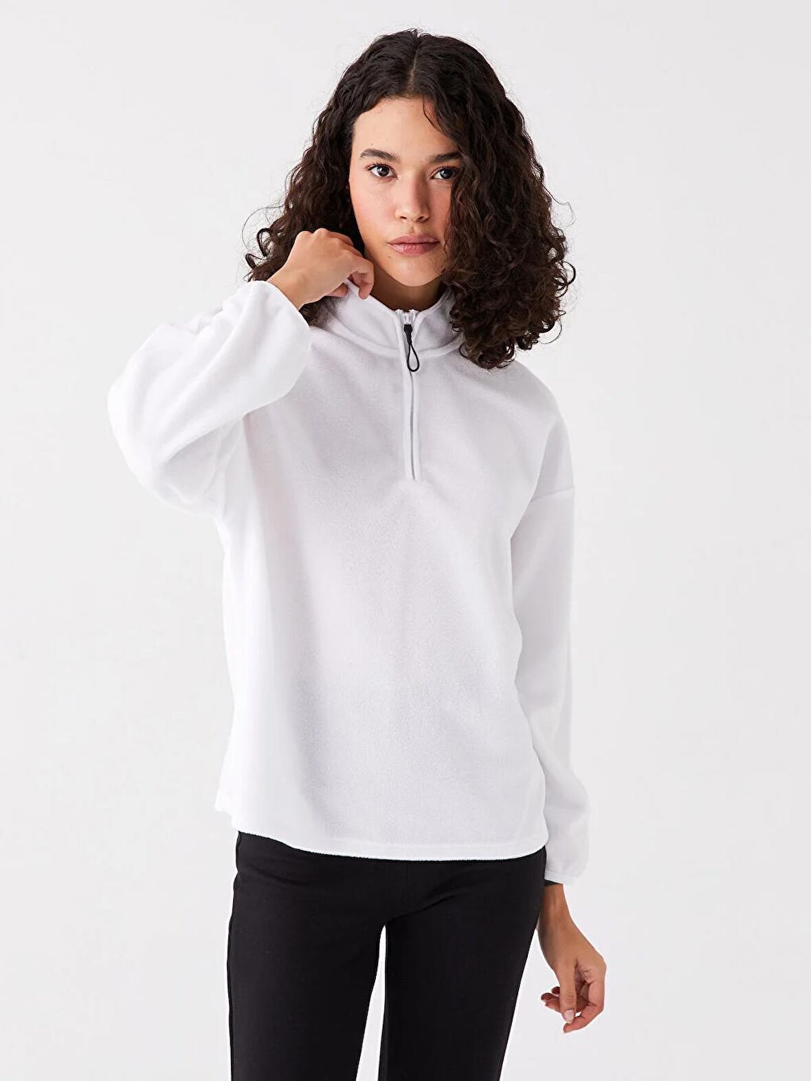 Dik Yaka Oversize Kadın Sweatshirt