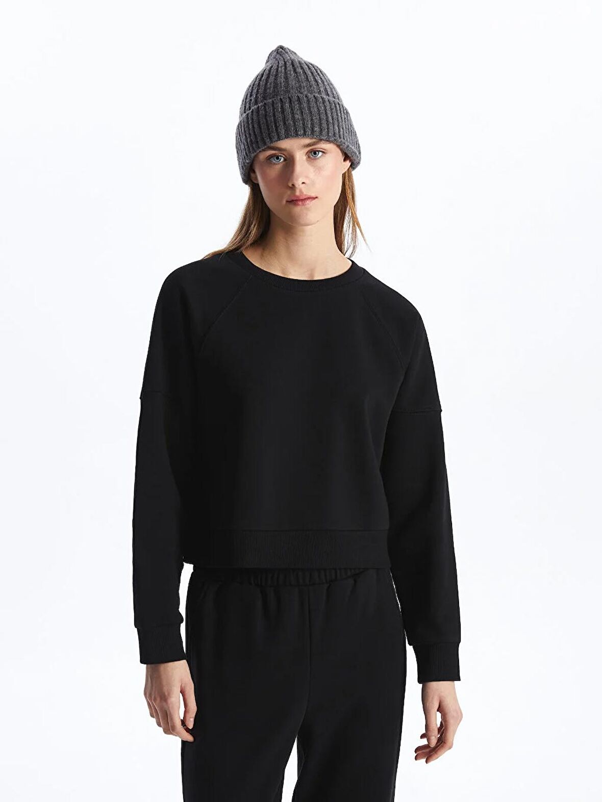 Bisiklet Yaka Oversize Kadın Sweatshirt
