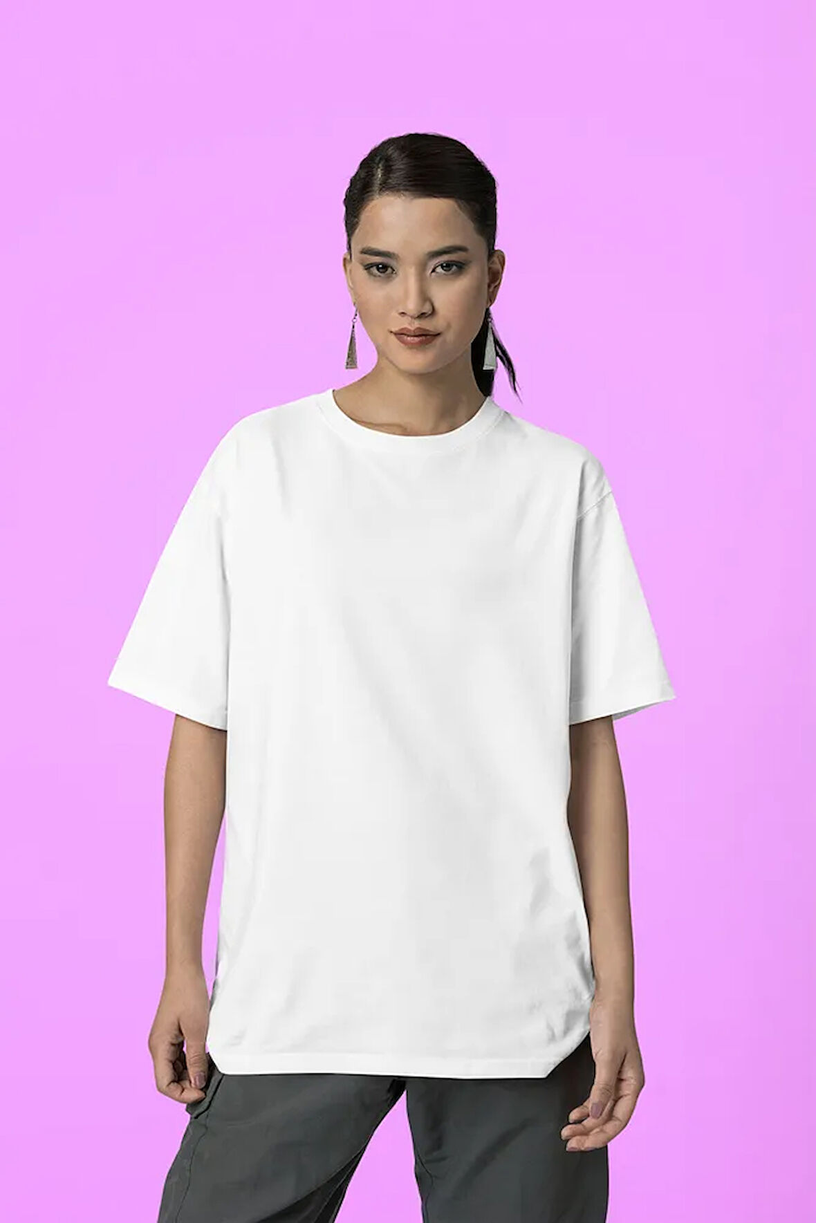 Unisex Oversize Baskısız Basic Tişört