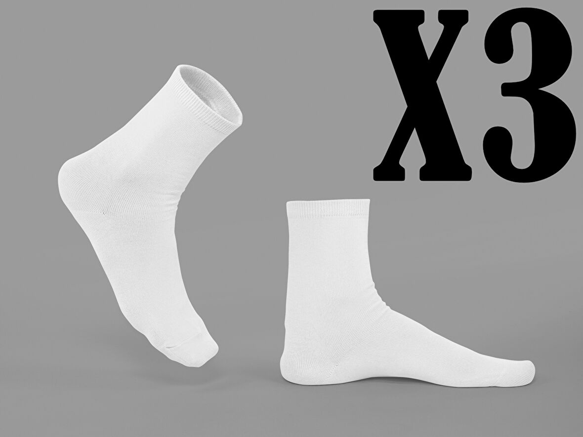 3 Adet Pamuklu Kolej Çorap, Unisex Fitili Likralı Çorap