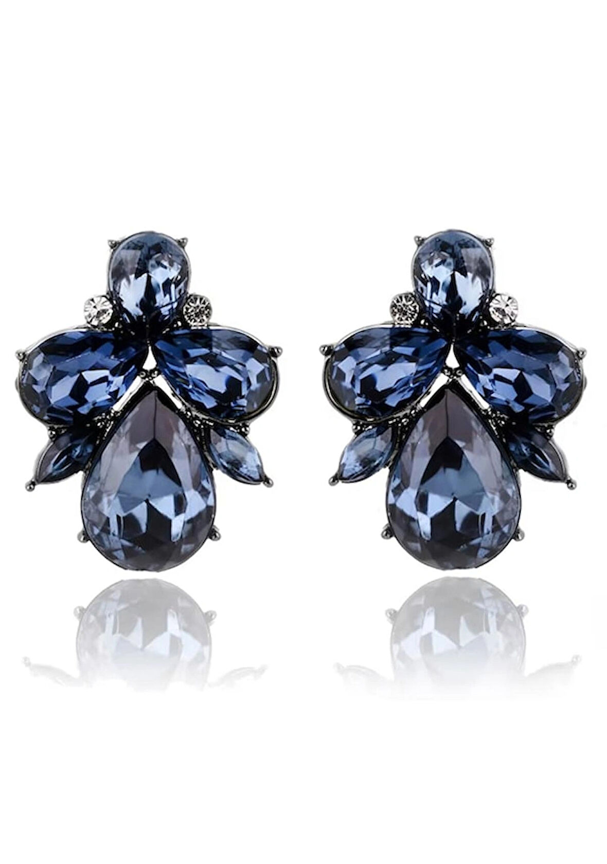 Waves And Pebbles Lacivert Kristal Küpe Lacivert