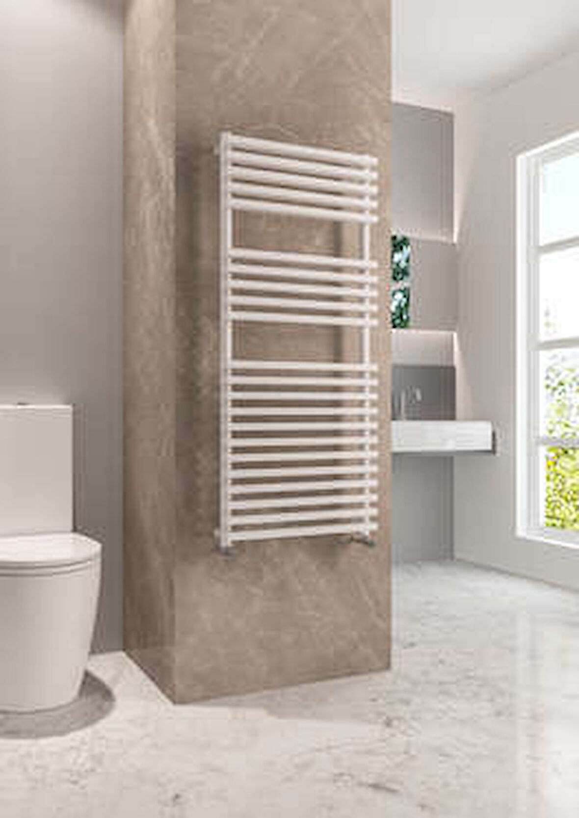 Warma Riva Çelik Dizayn Boyalı Havlupan 600x1200 Beyaz (RAL 9016 Gloss 80)