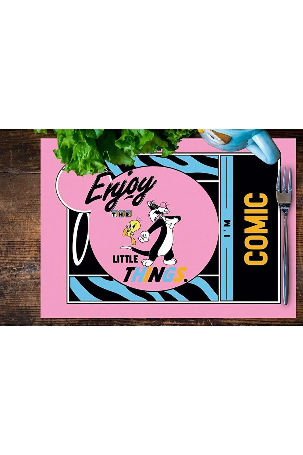 Tweety Teams Kumaş Amerikan Servis 4'lü Set 35x50cm (warner Bros Lisanslı Ürün, Keten Kumaş)