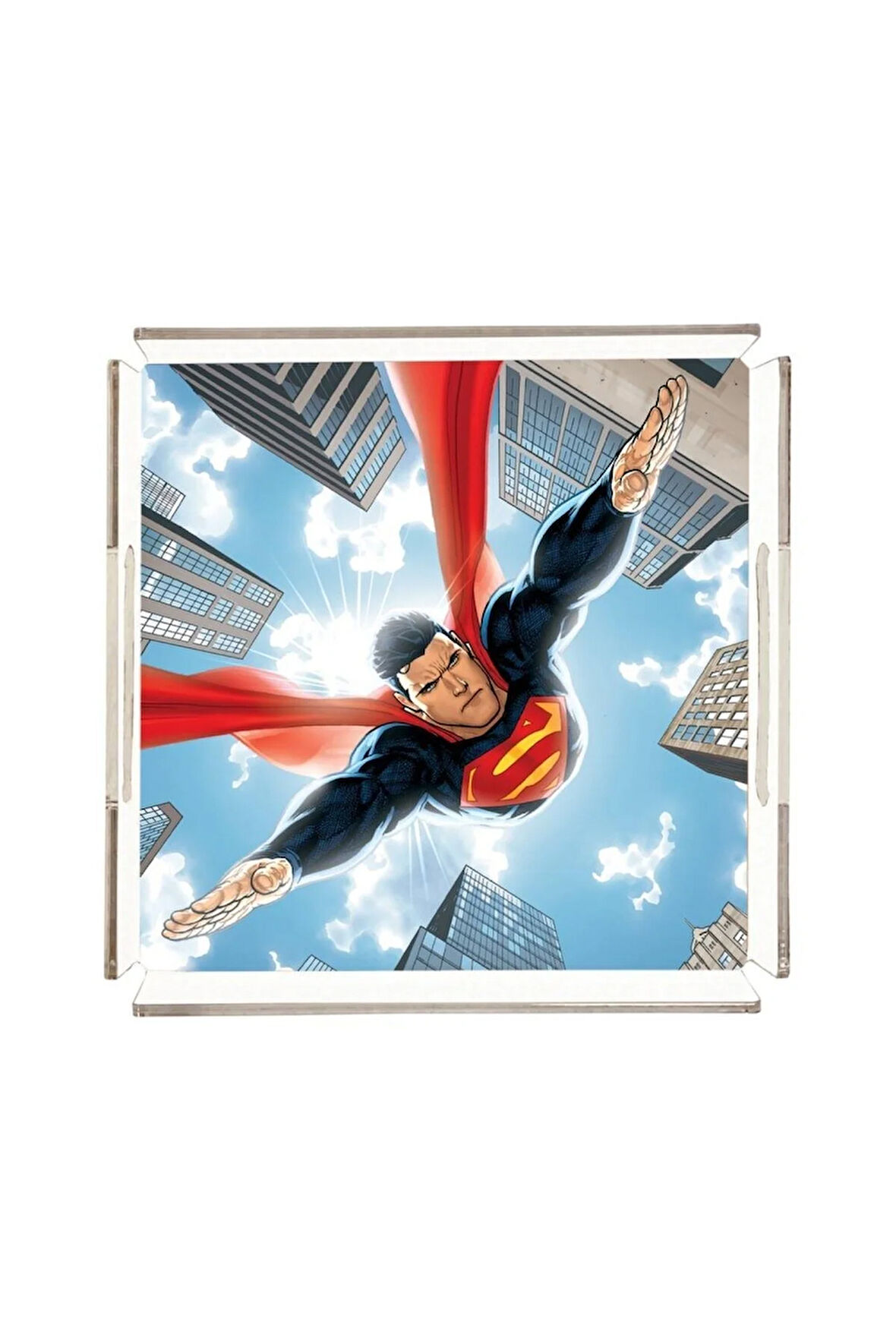 Clouds Superman Pleksi Tepsi - 25x25cm (Warner Bros Lisanslı Üründür)