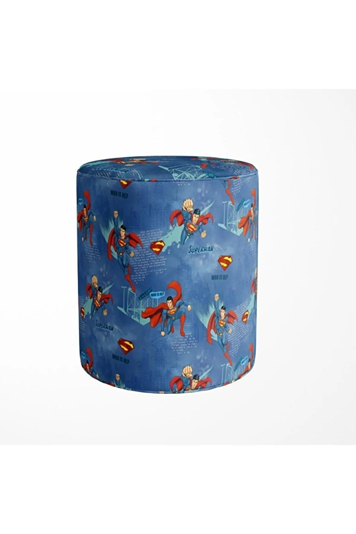 Blue Superman Puf (Warner Bros Lisanslı Ürün, Süet Kumaş, Uluslararası Solmama Sertifikası)