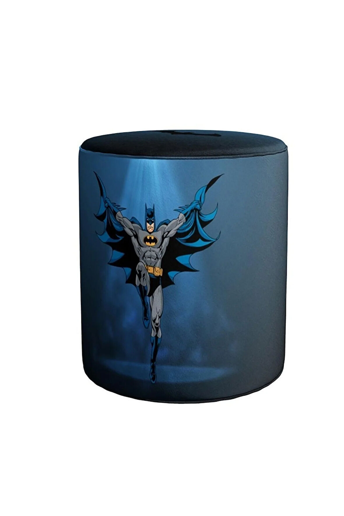 Navy Blue Batman Puf (Warner Bros Lisanslı Ürün, Süet Kumaş, Uluslararası Solmama Sertifikası)