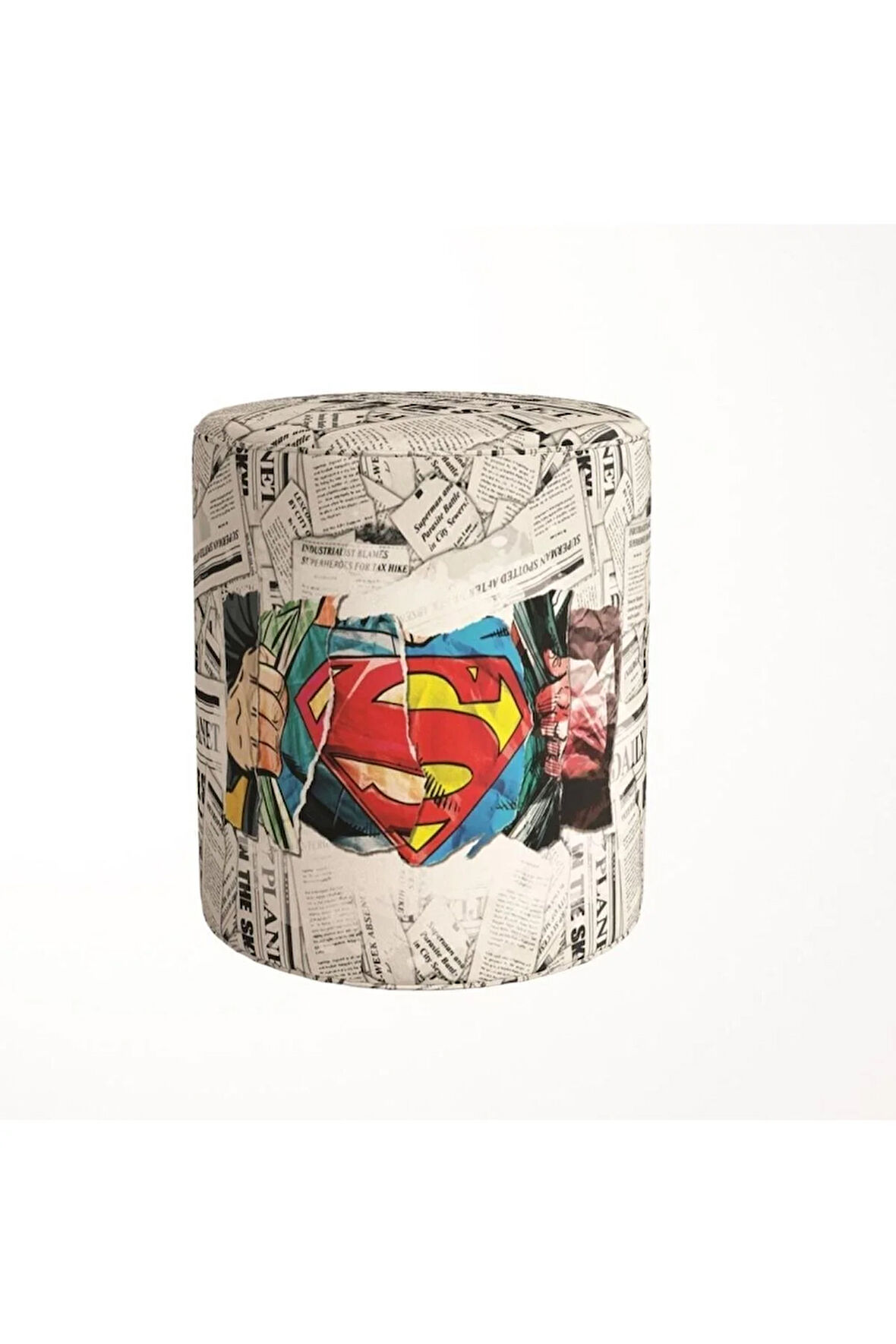 Superman Puf (Warner Bros Lisanslı Ürün, Süet Kumaş, Uluslararası Solmama Sertifikası)