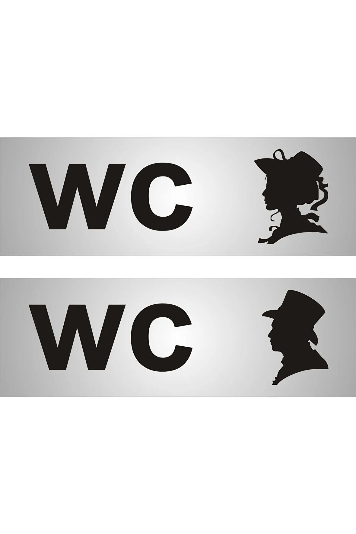 Wc Tuvalet Tabelası Bay+bayan 15 X 5 Cm Alüminyum Gümüş Levha
