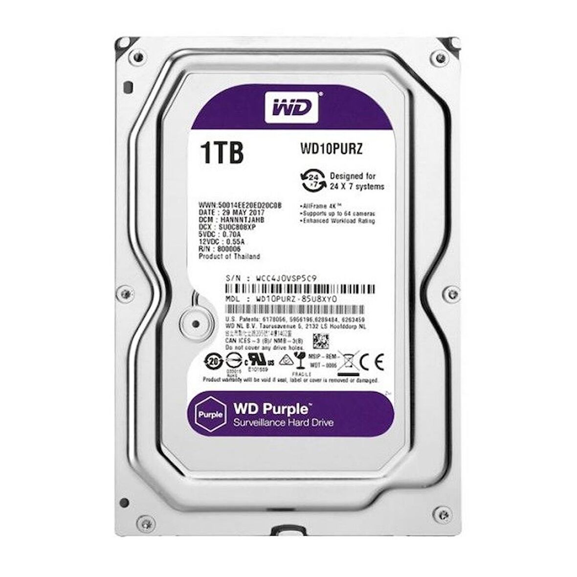 WD Purple 1TB 5400Rpm 64MB -WD10PURZ