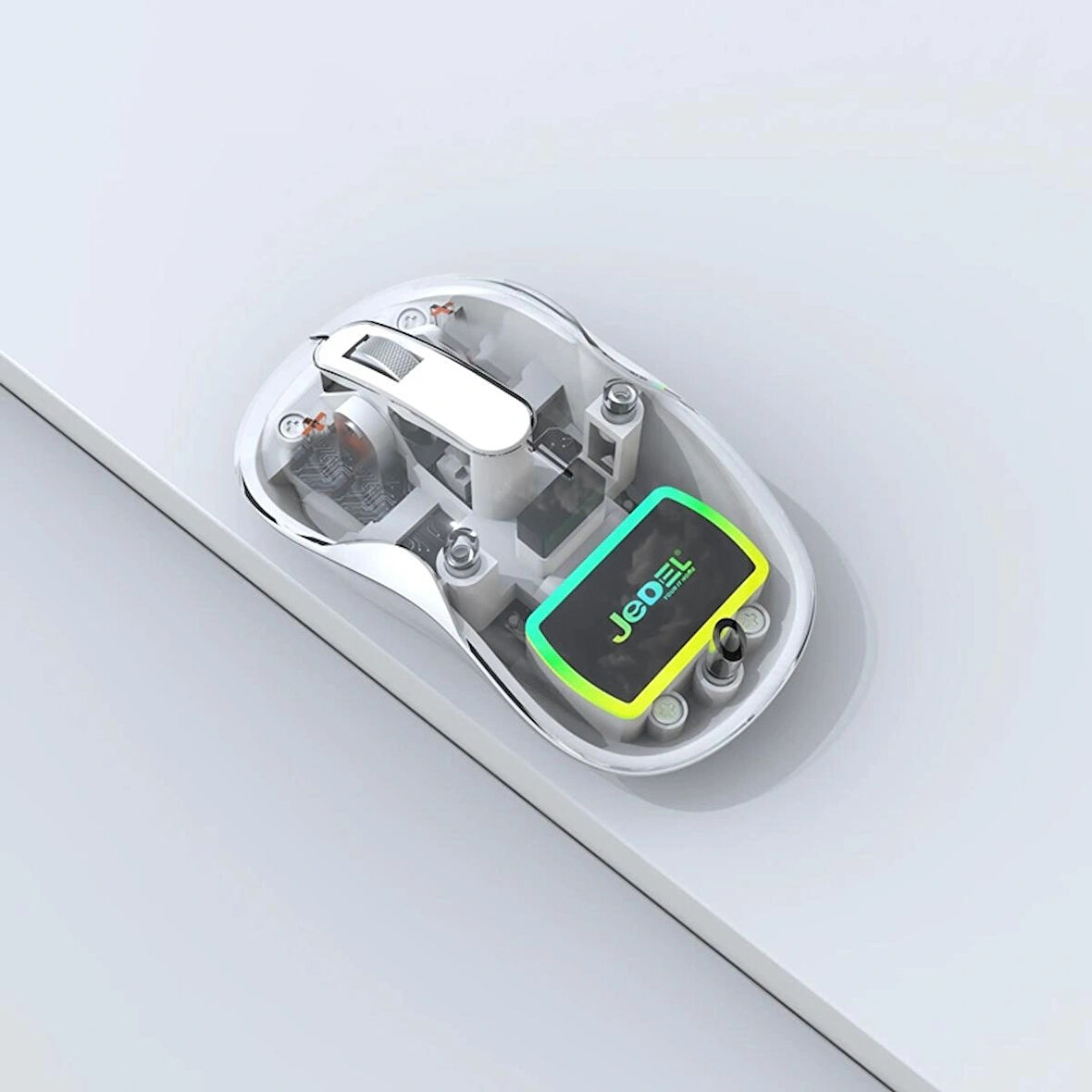 Kablosuz Şeffaf Mouse Bluetooth Bağlantı Mouse Usb Bağlantı veya Type-C Yeni Nesil Bağlantı Beyaz 