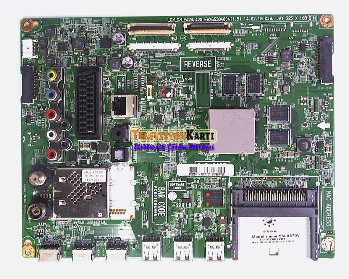 EAX65384004 (1.5), EBT62987201, LG 55LB670V-ZA, Main Board, LC550DUH(PG)(F1), LG DISPLAY