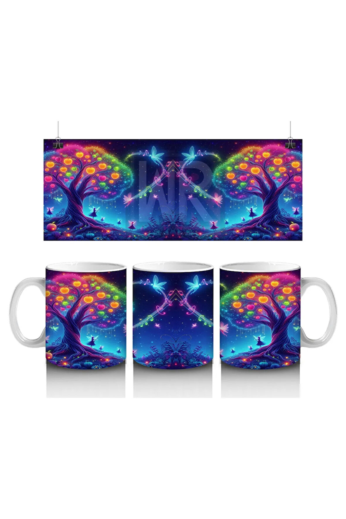 Çocuklara Sütü Sevdiren Işıltılı Periler ve Masal Ormanı Desenli Kupa Bardak