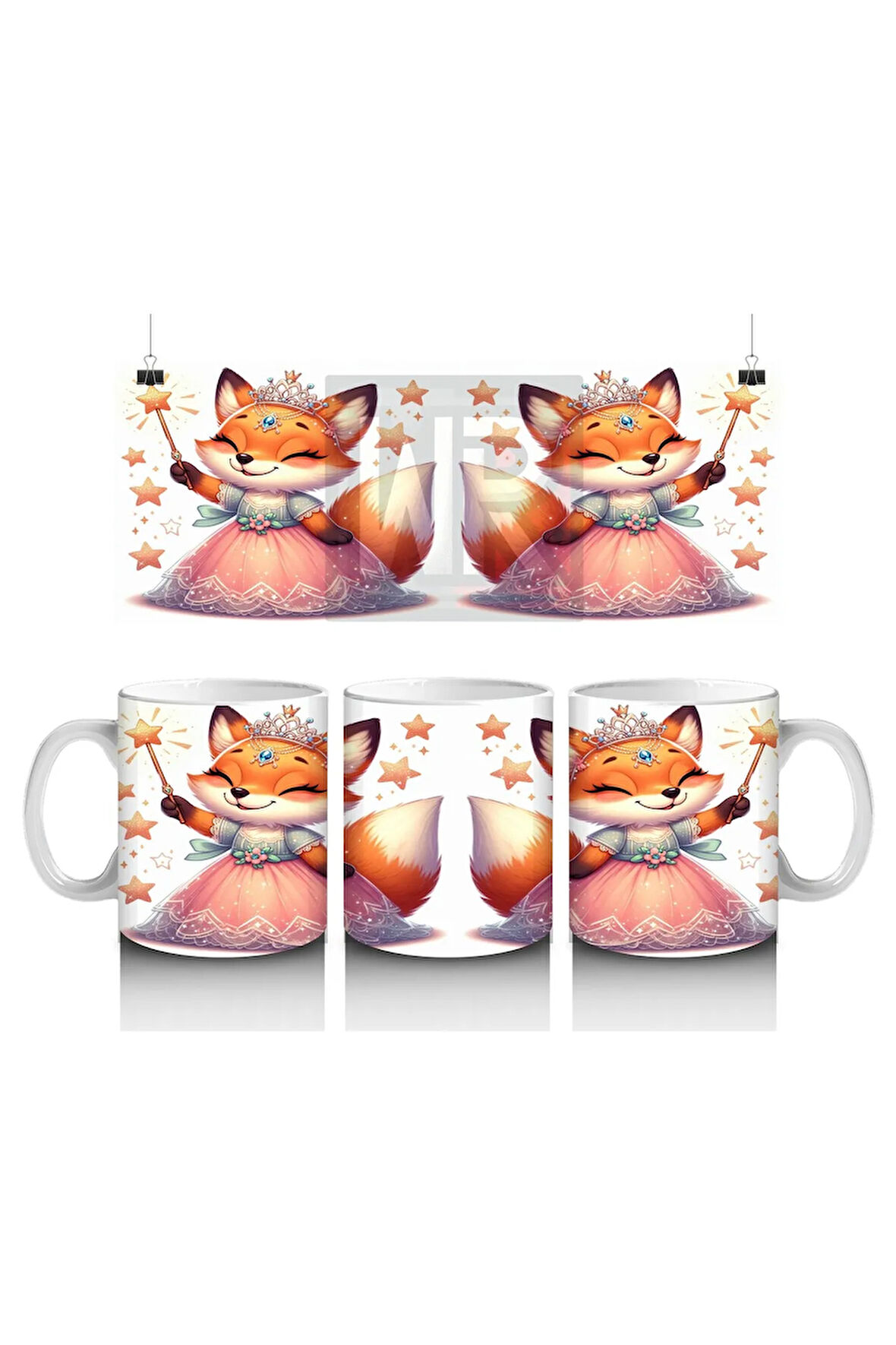 Çocuklara Sütü Sevdiren Sihirli Elbiseli Prenses Tilki Desenli Kupa Bardak