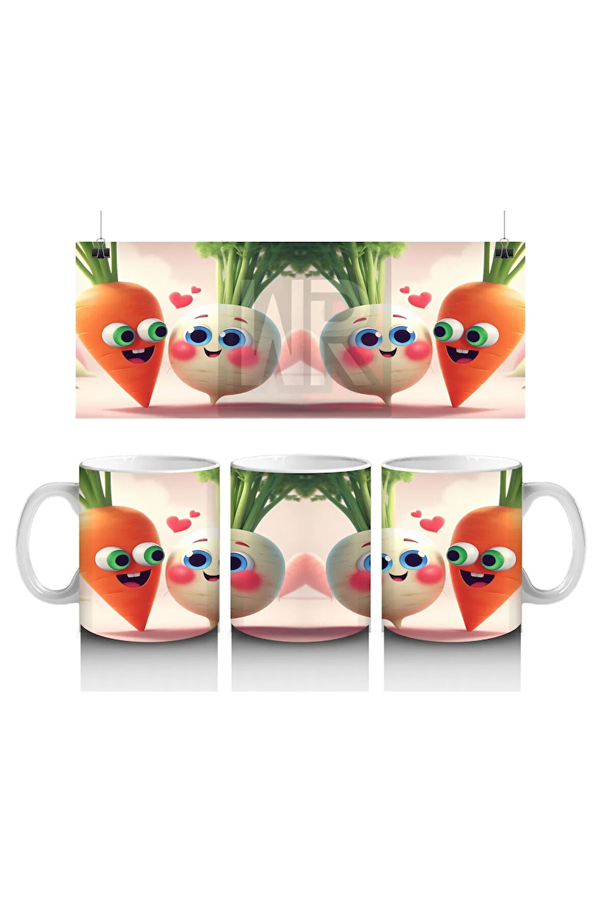 Çocuklara Sütü Sevdiren Neşeli Kök Sebze Çifti Kupa Bardak