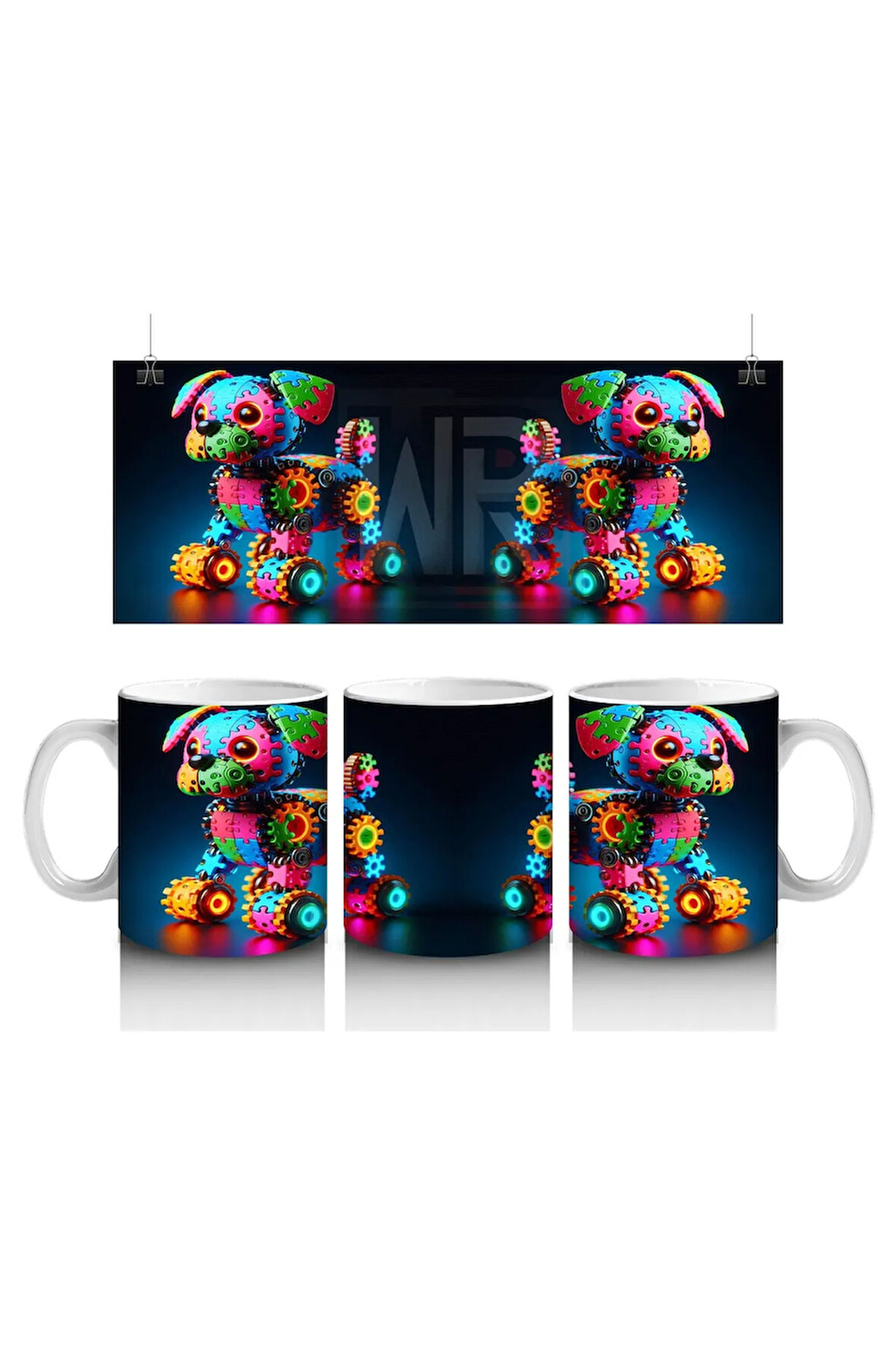 Çocuklara Sütü Sevdiren Işıltılı Dişli Robot Köpek Kupa Bardak