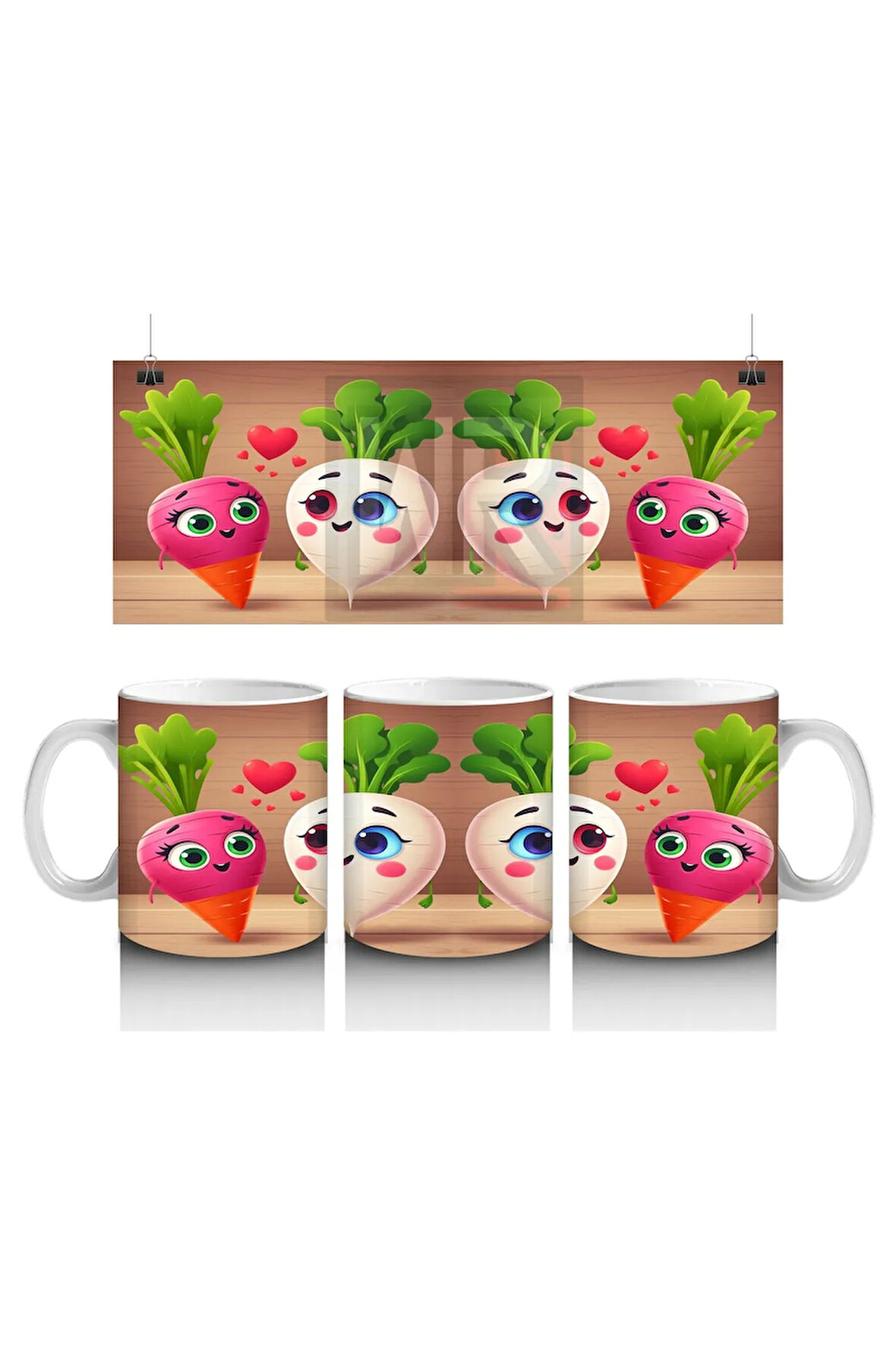 Çocuklara Sütü Sevdiren Kalpli Kök Sebze Dostluğu Kupa Bardak