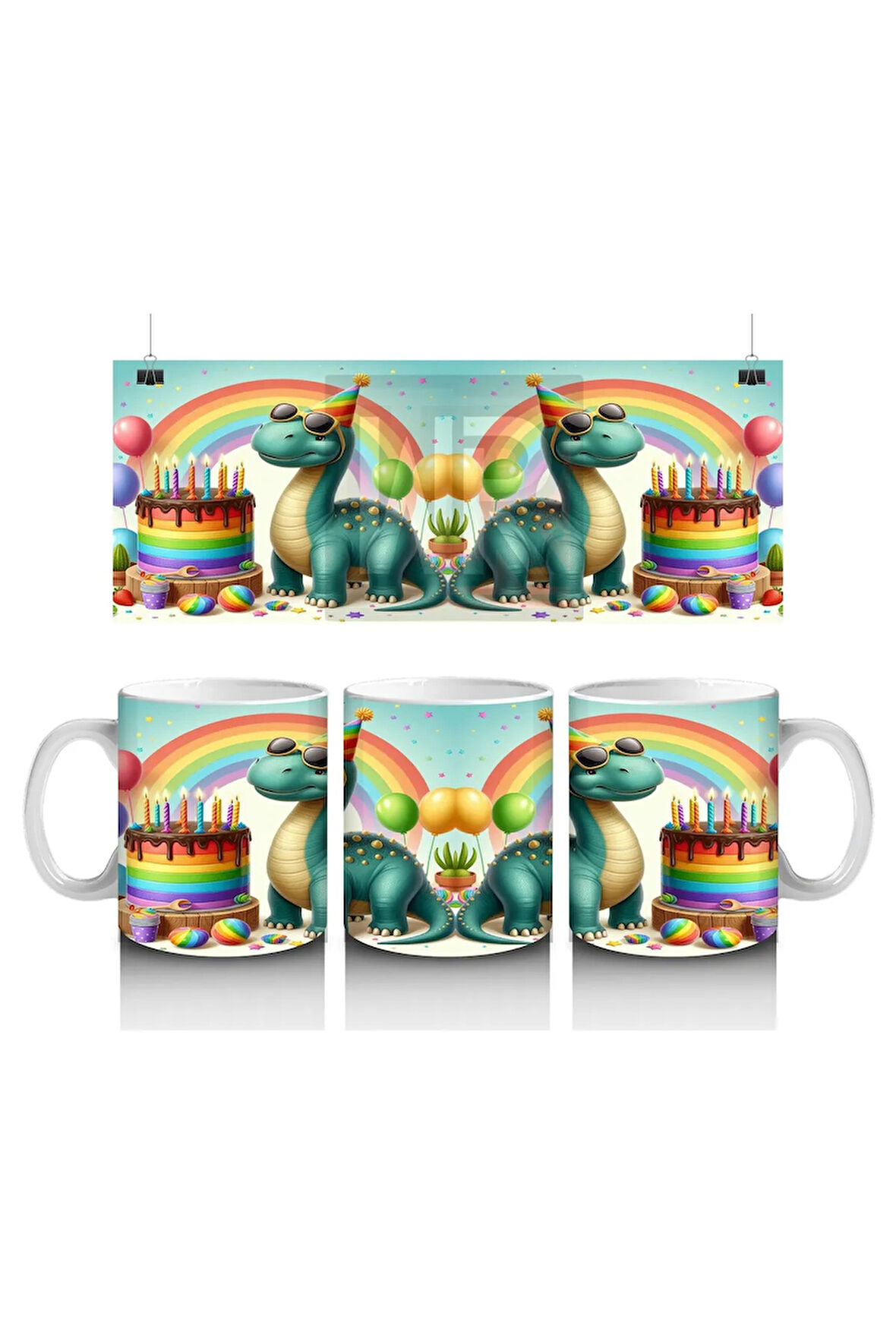 Çocuklara Sütü Sevdiren Doğum Günü Dinozor Kupa Bardak