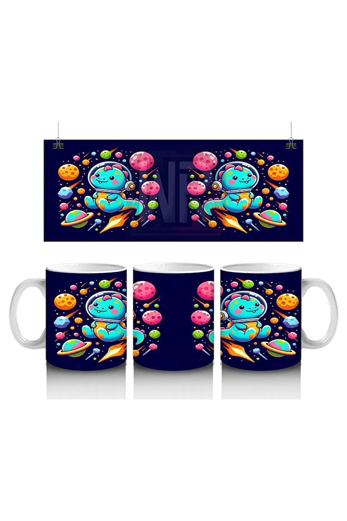 Çocuklara Sütü Sevdiren Kozmik Maceracı Kedi Kupa Bardak