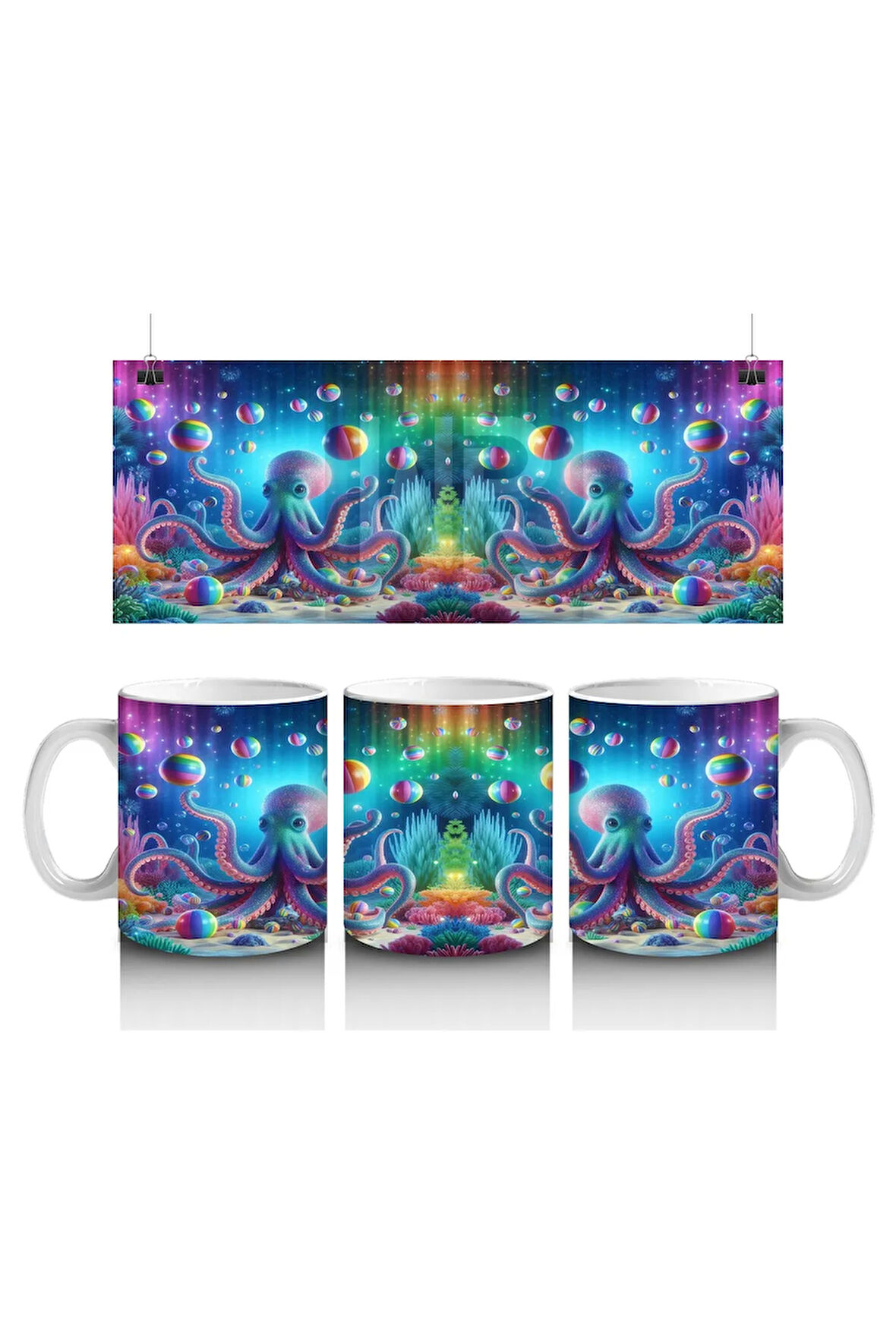 Çocuklara Sütü Sevdiren Işıltılı Ahtapot Karnavalı Kupa Bardak