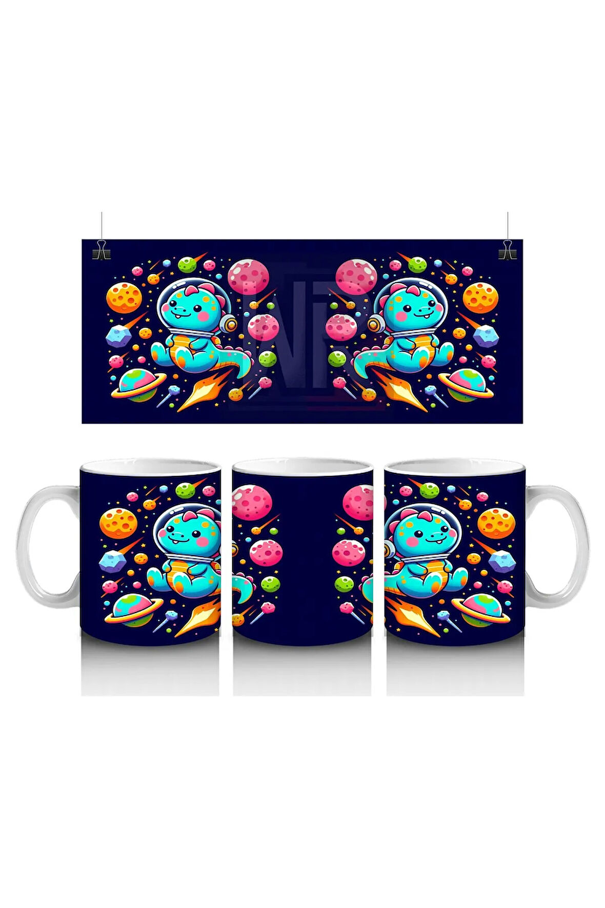 Çocuklara Sütü Sevdiren Uzay Keşif Kedisi Kupa Bardak