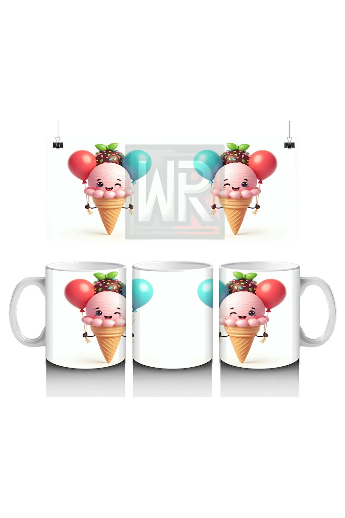 Çocuklara Sütü Sevdiren Balonlu Dondurma Neşesi Kupa Bardak