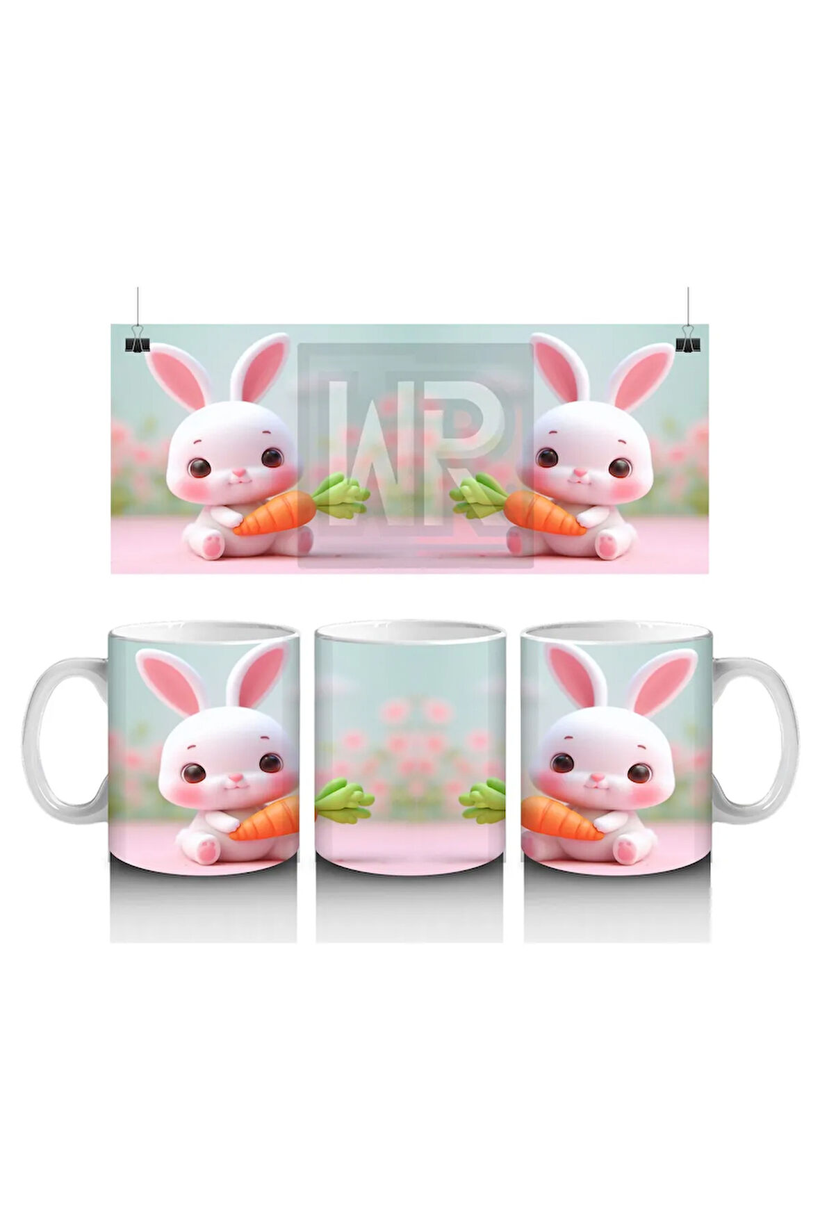 Çocuklara Sütü Sevdiren Havuçlu Neşeli Tavşan Kupa Bardak