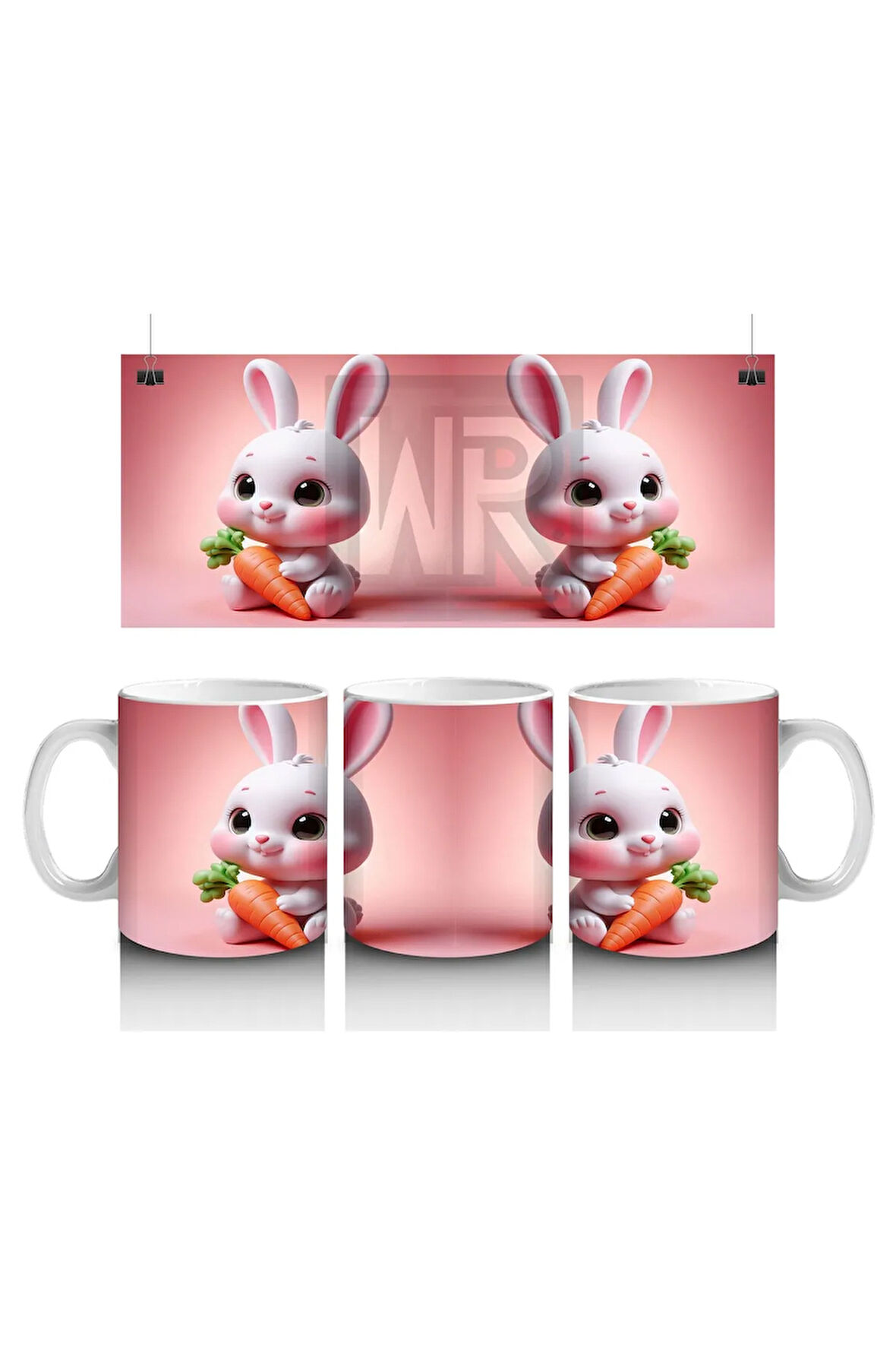 Çocuklara Sütü Sevdiren Havuçlu Mutlu Tavşan Kupa Bardak