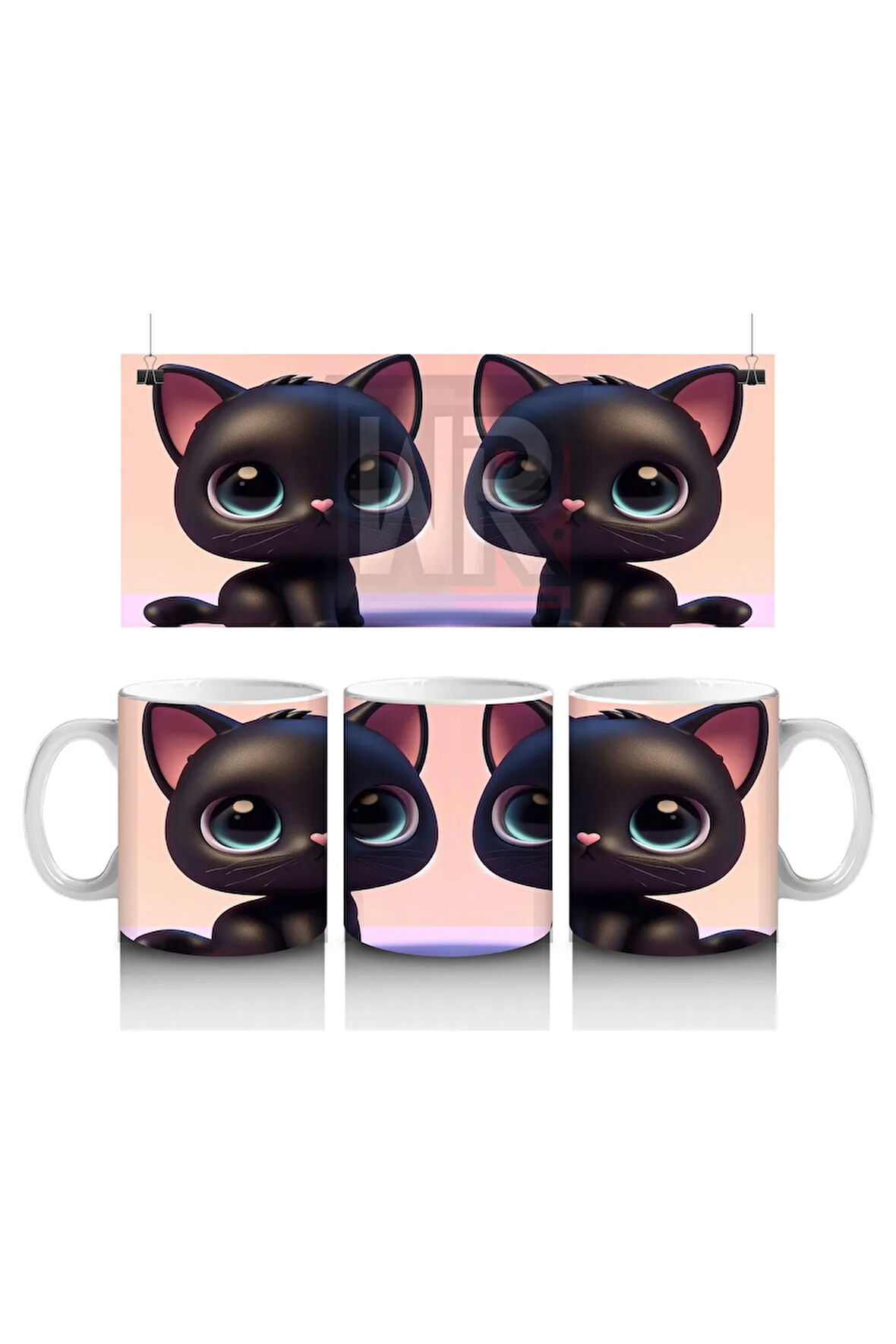 Çocuklara Sütü Sevdiren Sevimli Siyah Kedi Kupa Bardak