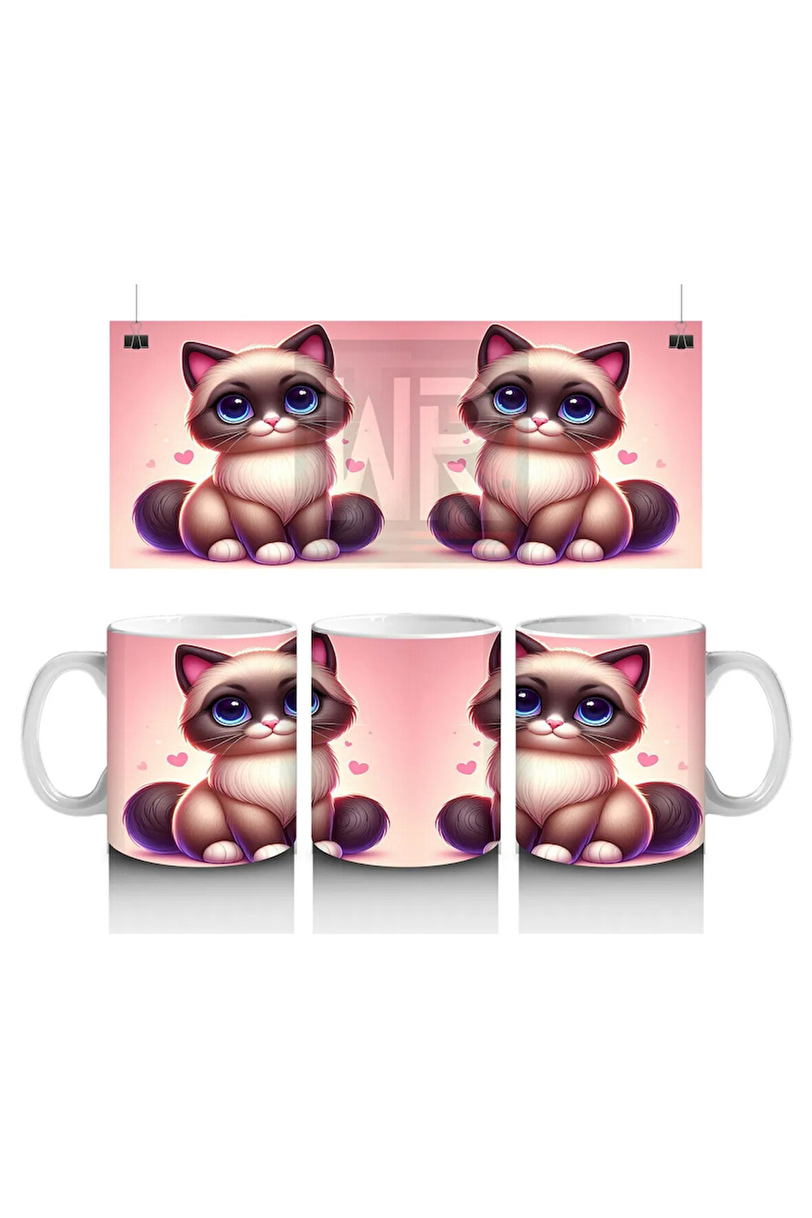 Çocuklara Sütü Sevdiren Safir Gözlü Kedi Kupa Bardak