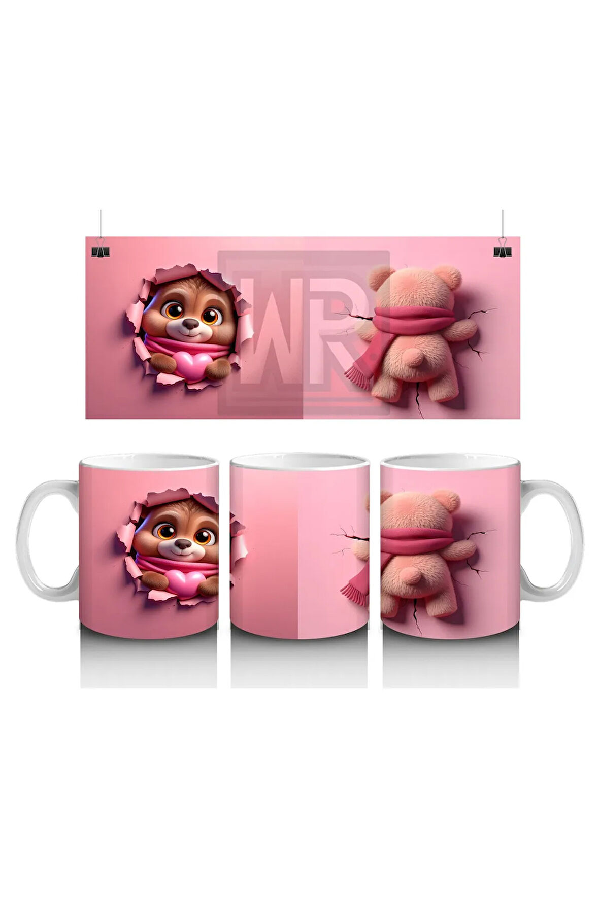 Çocuklara Sütü Sevdiren Atkılı Peluş Ayıcık Kupa Bardak