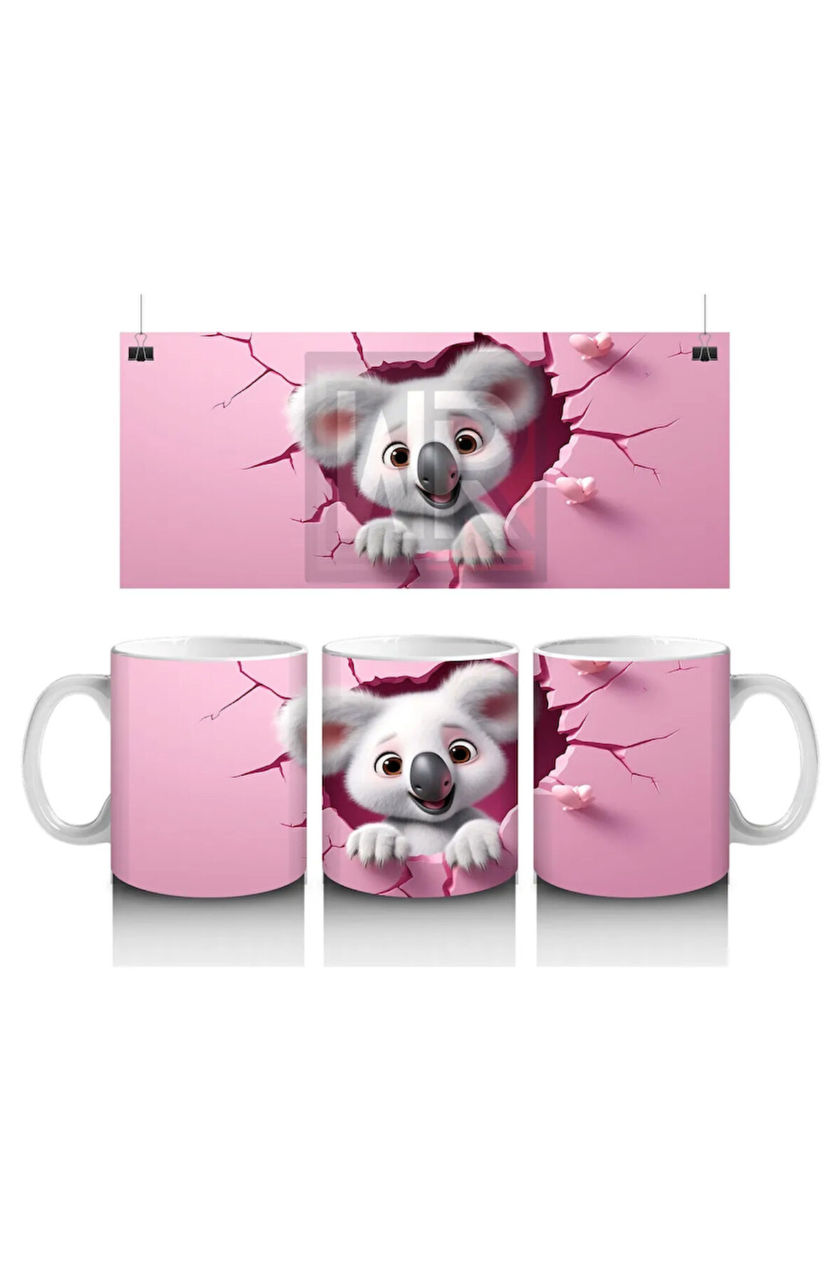 Çocuklara Sütü Sevdiren Kalp Çatlağından Bakan Şirin Koala Kupa Bardak