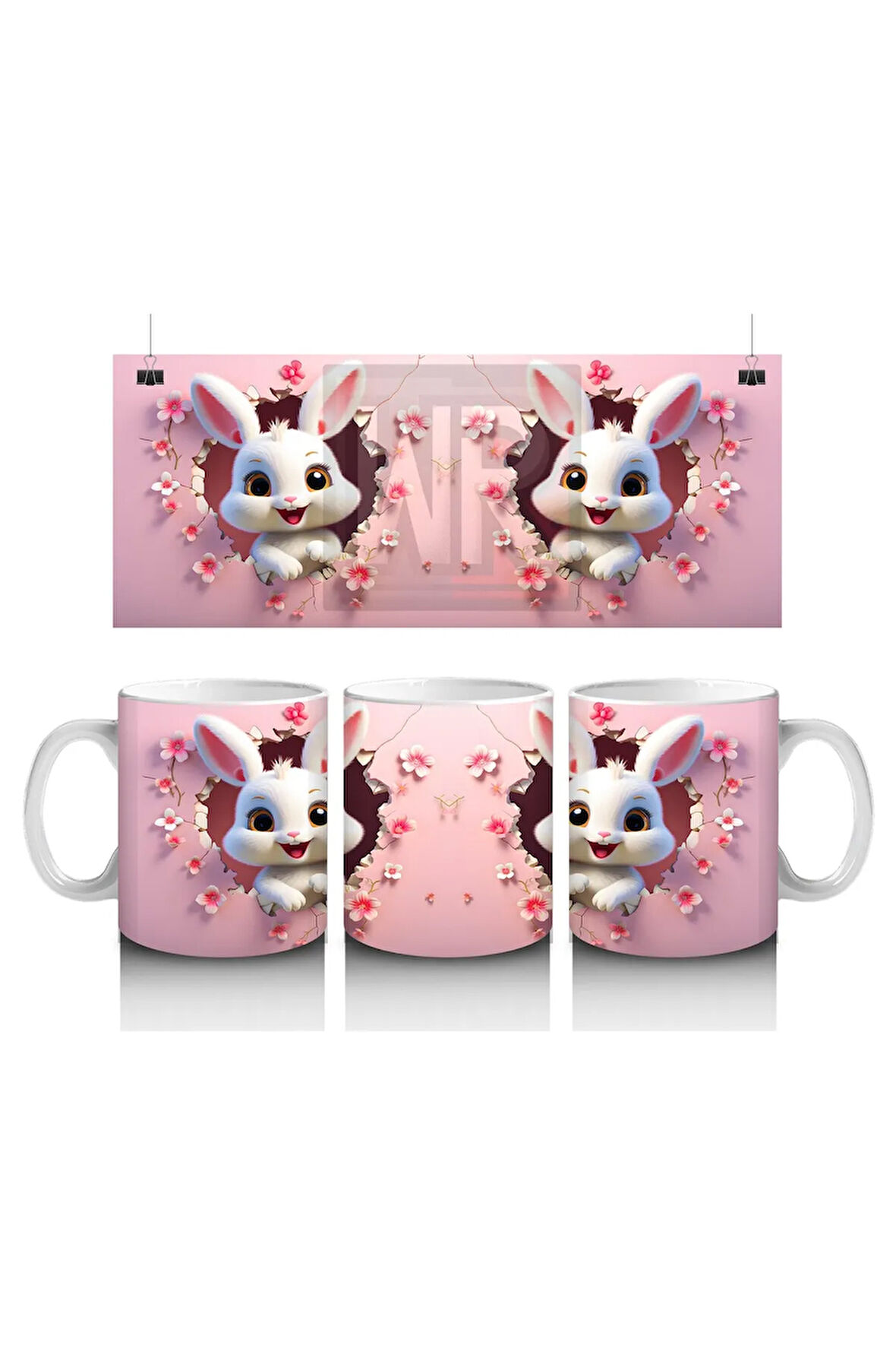 Çocuklara Sütü Sevdiren Çiçek Taclı Tavşan Kupa Bardak