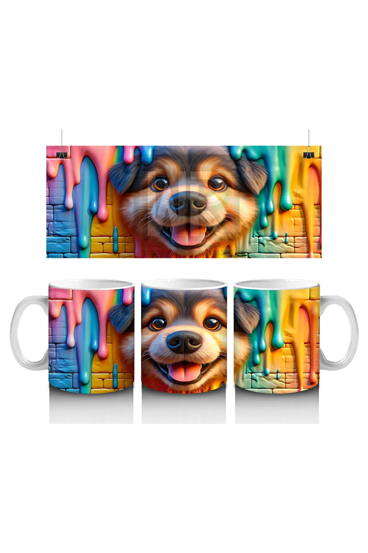 Çocuklara Sütü Sevdiren Renkli Duvar Dostu Köpek Kupa Bardak