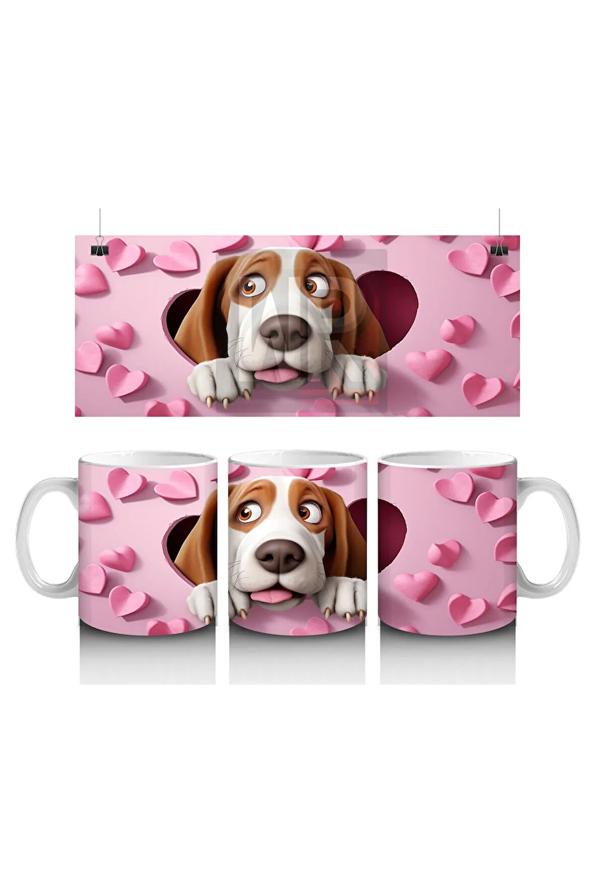 Çocuklara Sütü Sevdiren Kalp Duvarından Bakan Meraklı Köpek Kupa Bardak