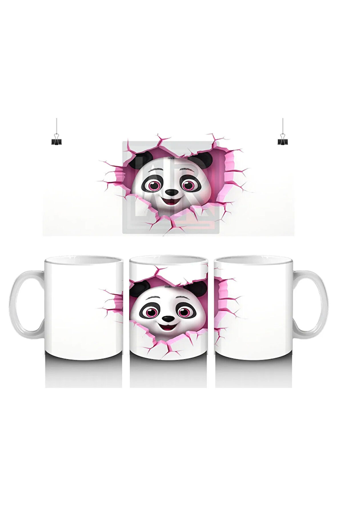 Çocuklara Sütü Sevdiren Duvarı Delip Bakan Meraklı Panda Kupa Bardak