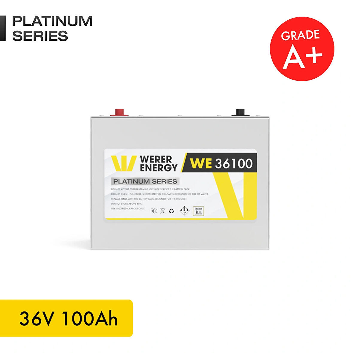 WERER ENERGY 36V 100Ah LiFePO4 Platinum Series Bluetooth'lu Lityum Demir Fosfat Akü 