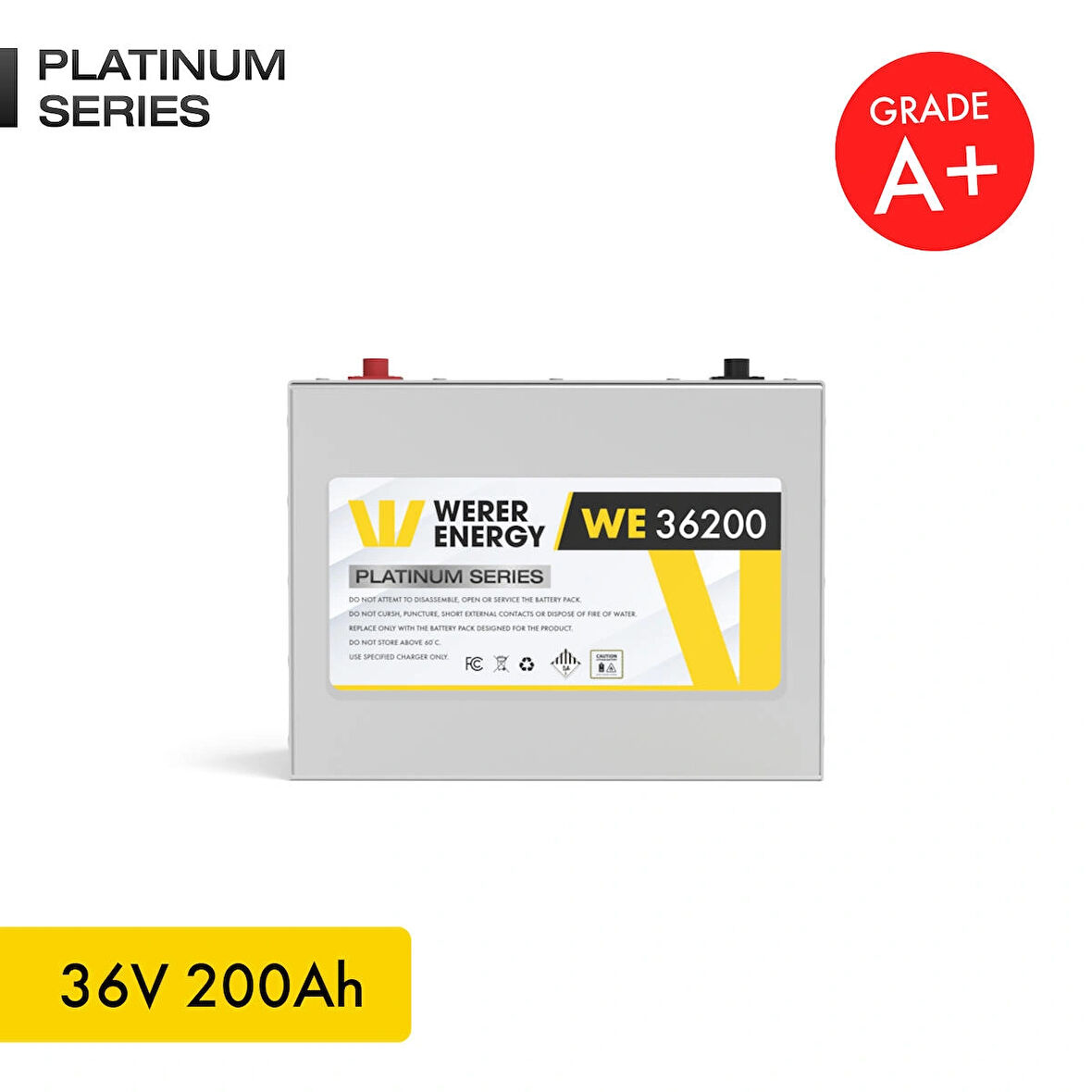 WERER ENERGY 36V 200Ah LiFePO4 Platinum Series Bluetooth'lu Lityum Demir Fosfat Akü 