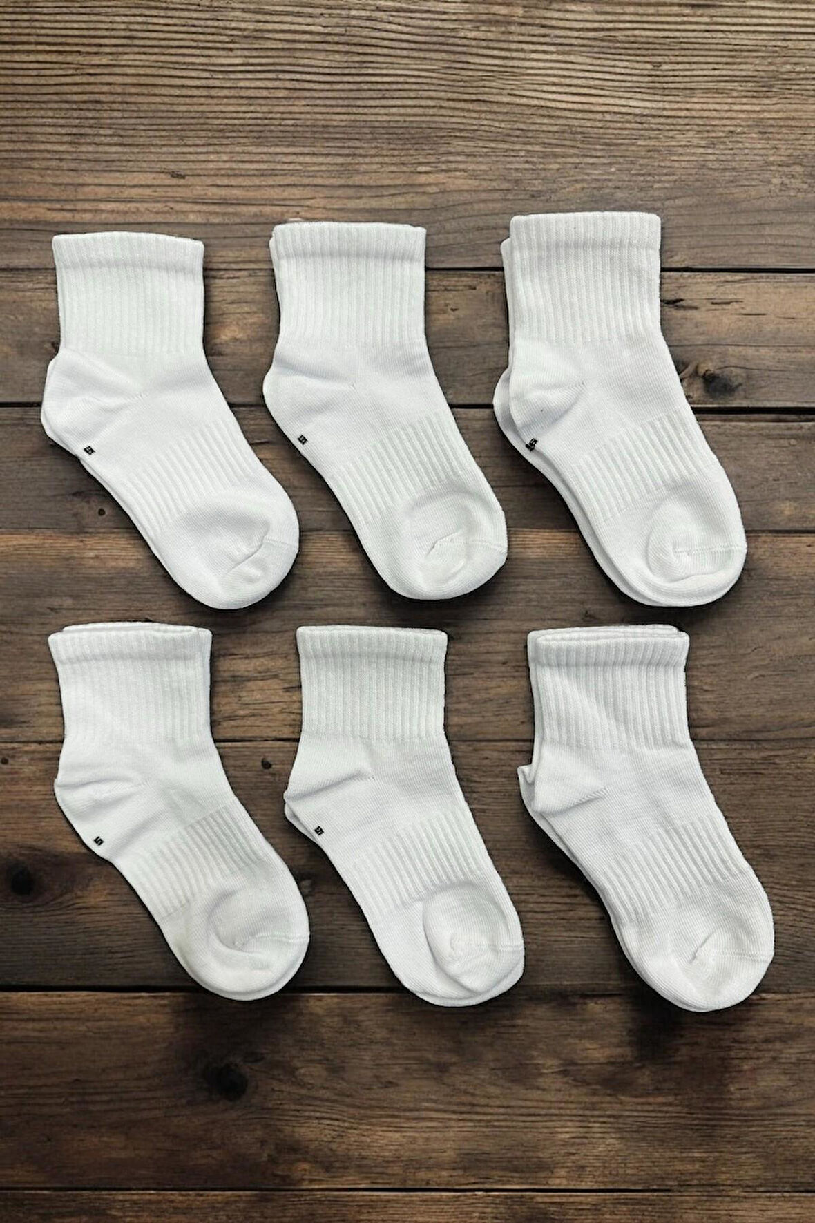 6 Çift Burun Dikişsiz Düz Tenis Çocuk Soket