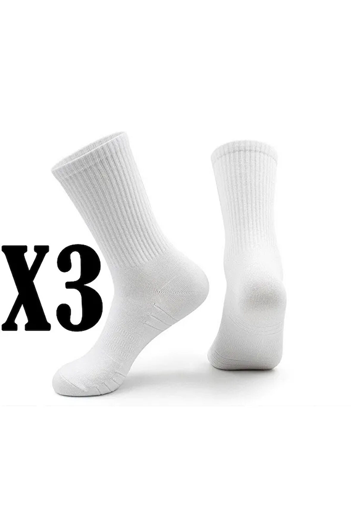 3 Adet Fitilli Likralı Unisex Pamuklu Tenis Çorap