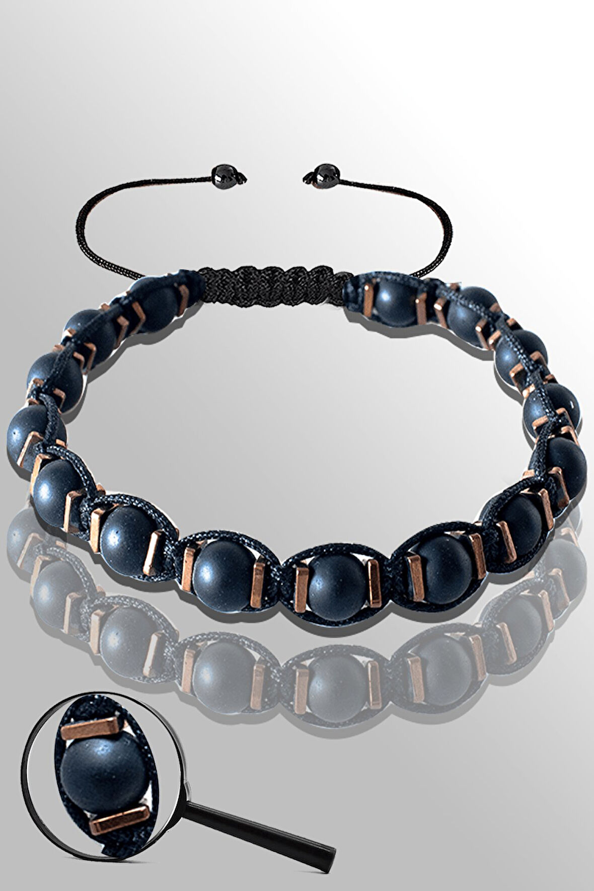 Sertifikalı Makrome 6 Mm Doğal Ham Şungit ( Shungite ) Taşı Bileklik