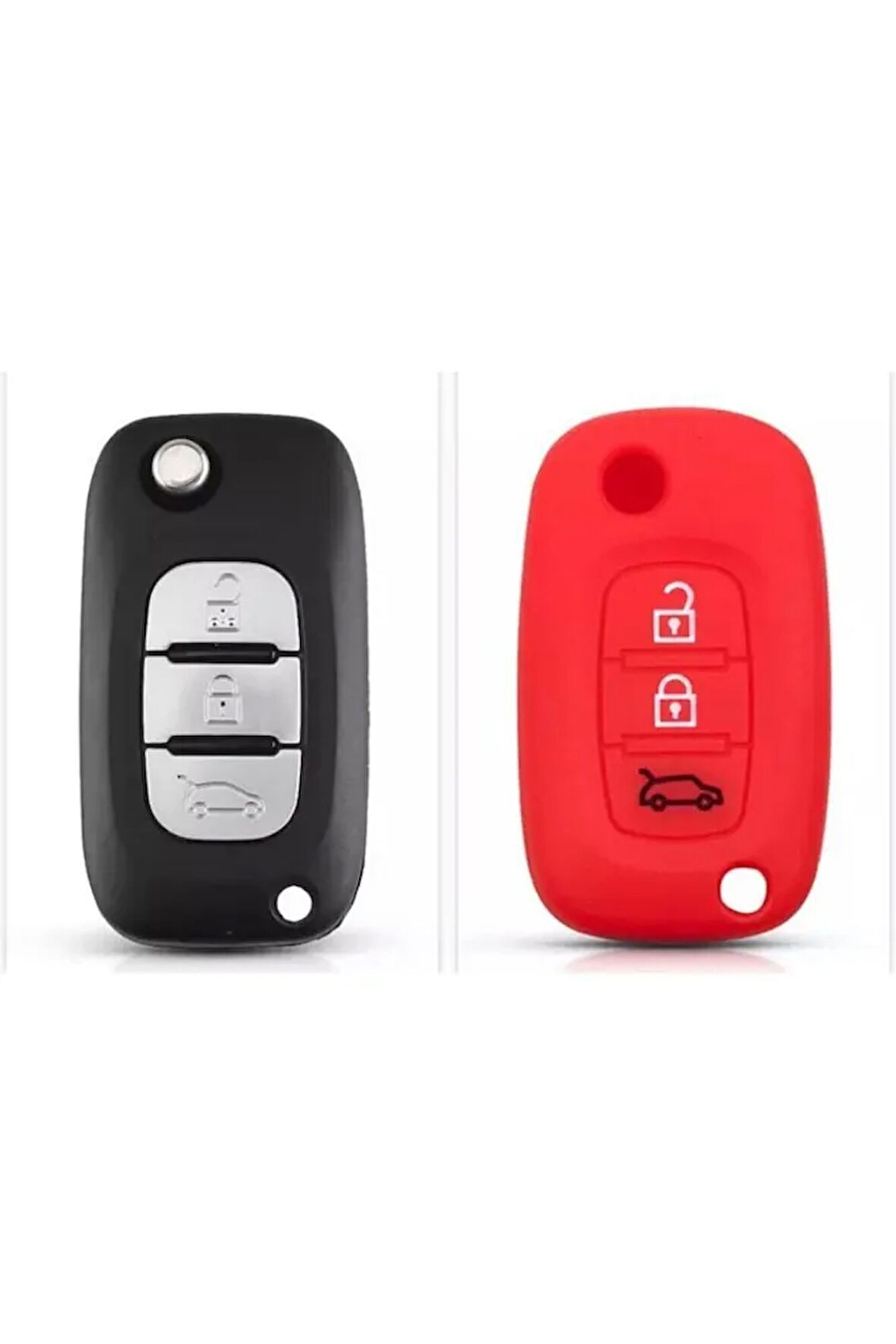 Megane Clio Fluence Uyumlu Silikon Anahtar Koruma Kılıfı Kırmızı Renk