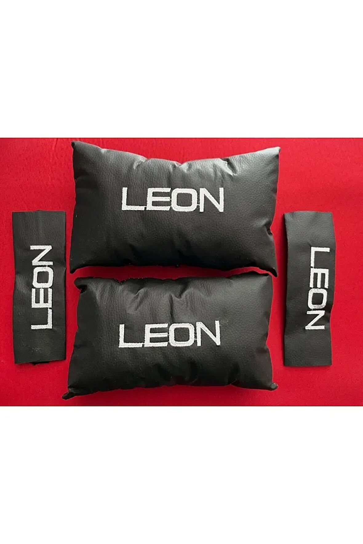 Seat Leon Nakışlı Deri 1 Çift Boyun Yastık Ve 1 Çift Kemer Pedi