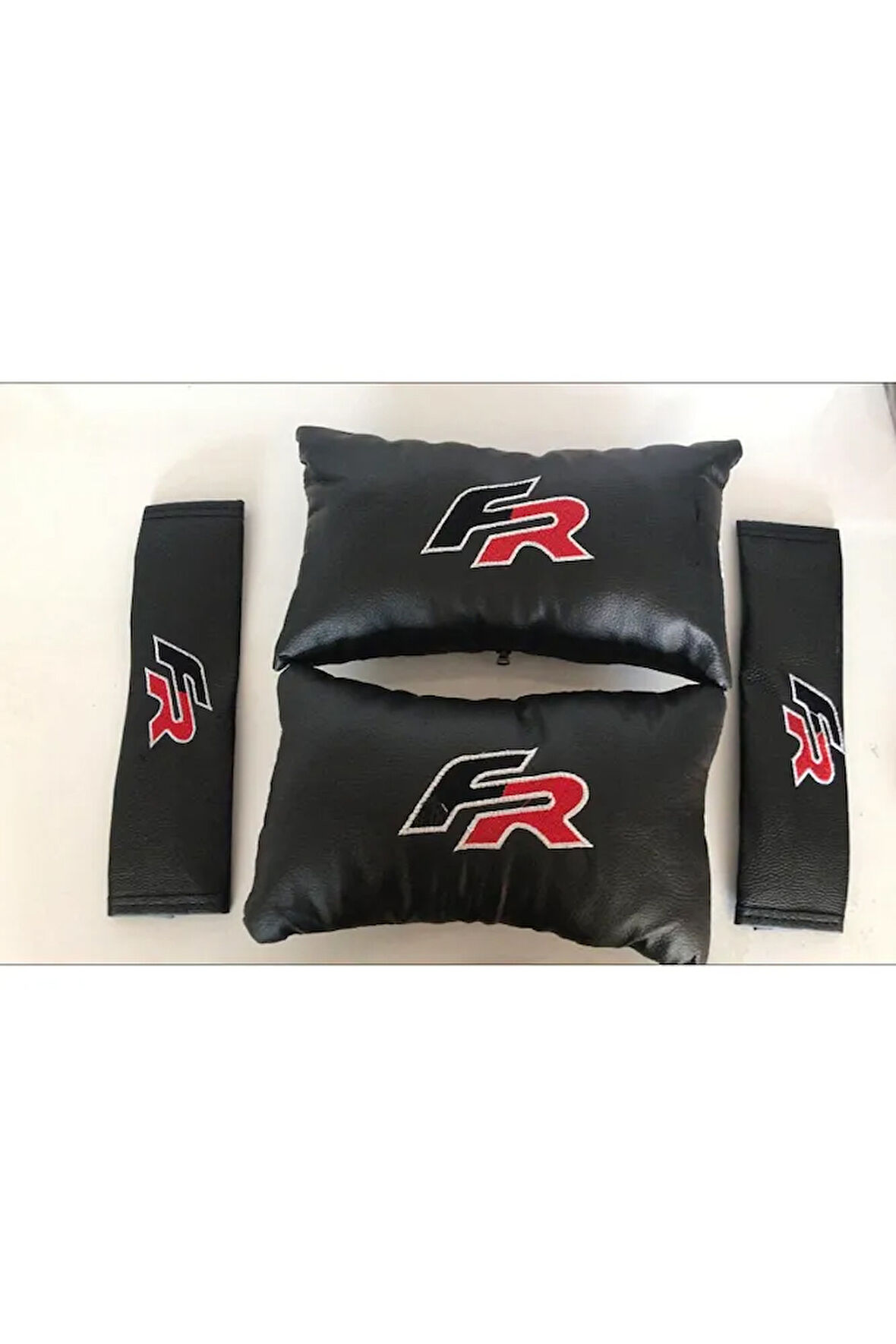 Seat Leon Fr Uyumlu Nakışlı Deri 1 Çift Boyun Yastık Ve 1 Çift Kemer Pedi