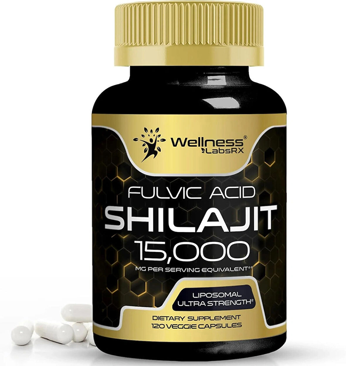 Wellnees Labs Liposomal Shilajit + Fulvic Acid 15,000mg – 120 Capsules
