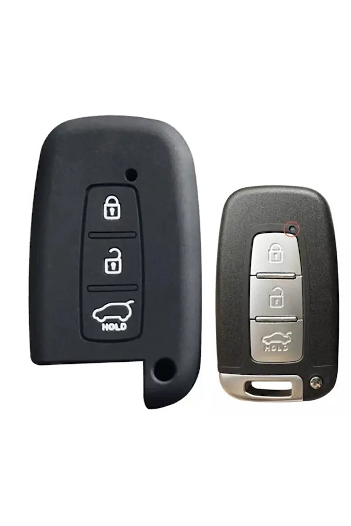 Hyundai Ix35 I 30 Uyumlu Silikon Anahtar Koruma Kılıfı Sustasız Model Siyah Renk