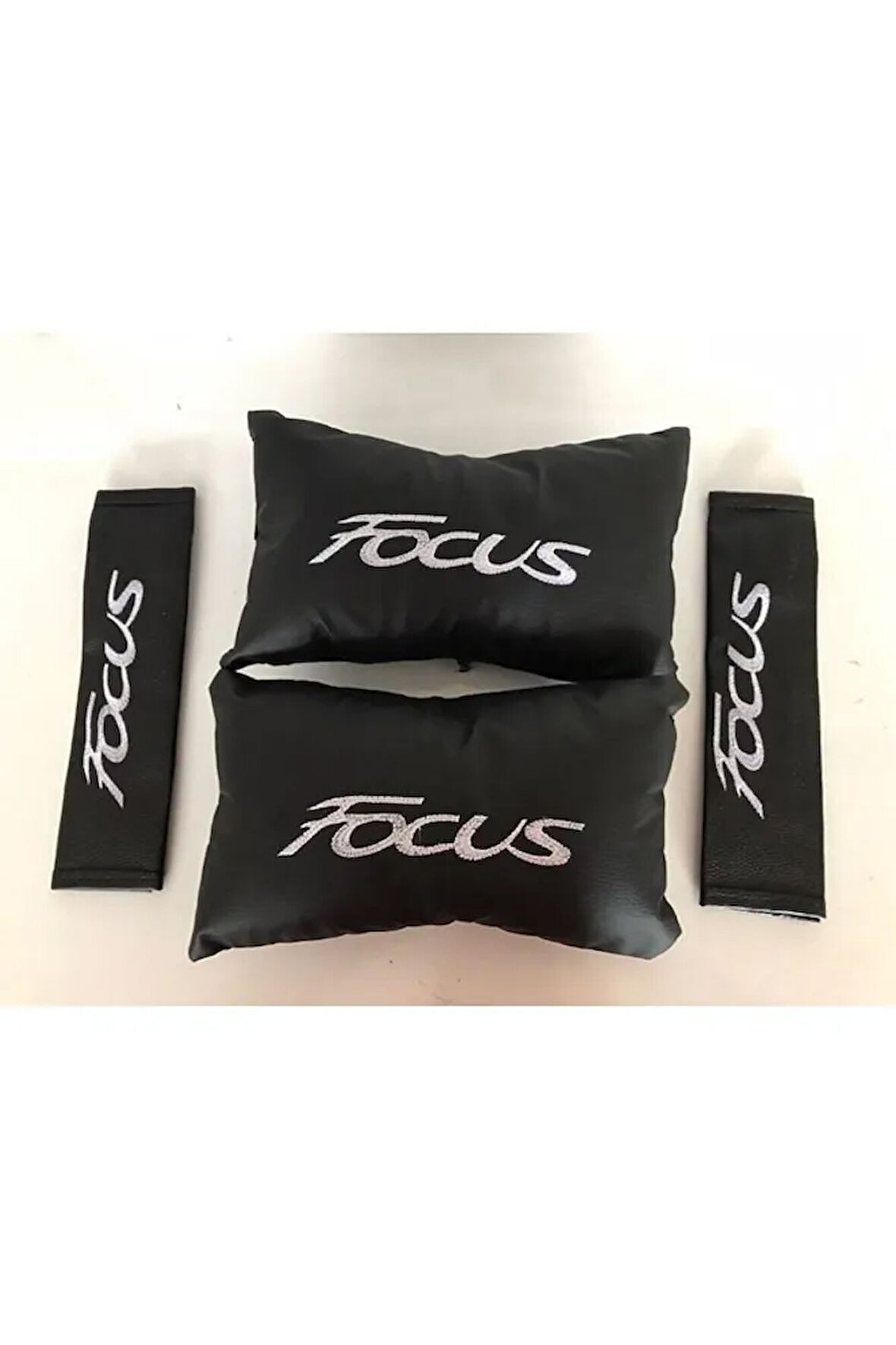 Focus Nakışlı Deri 1 Çift Boyun Yastık Ve 1 Çift Kemer Pedi